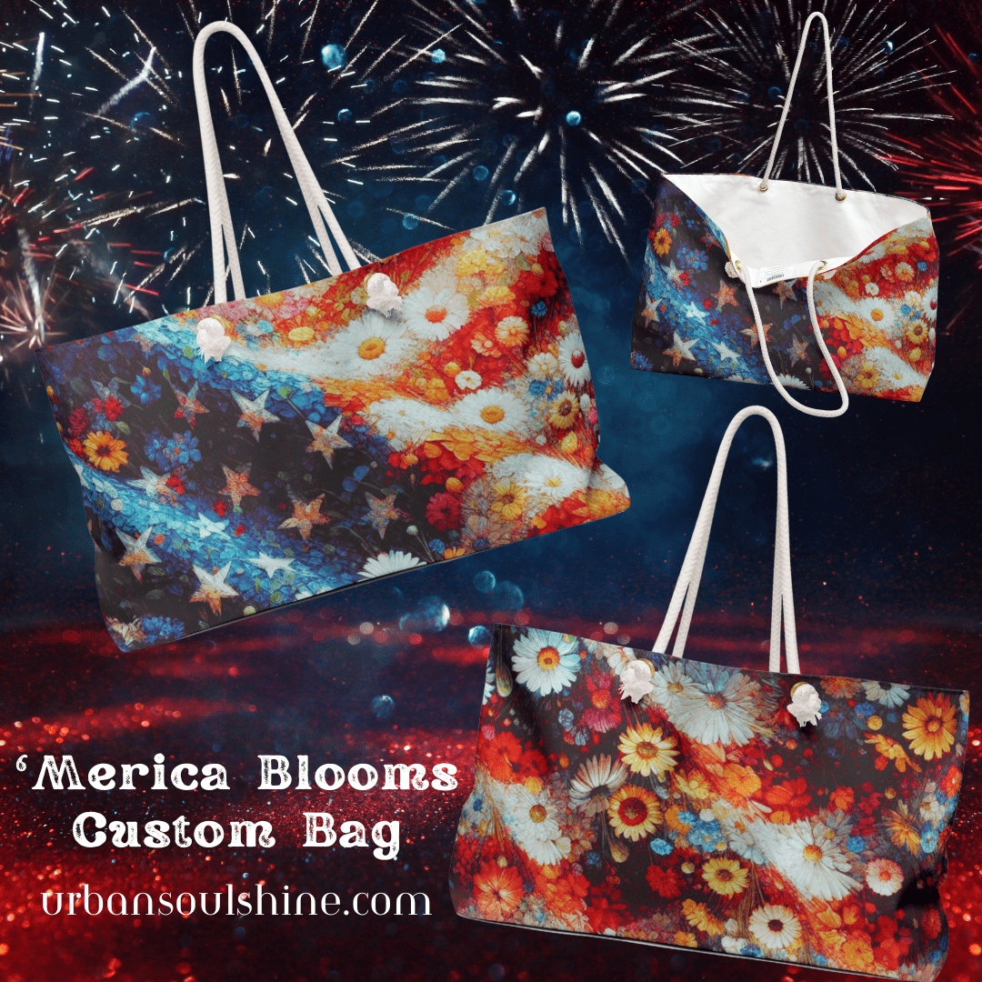 Urban SoulShine & co Bags 24" × 13" 'Merica Blooms Custom Patriotic Weekender/Beach Bag