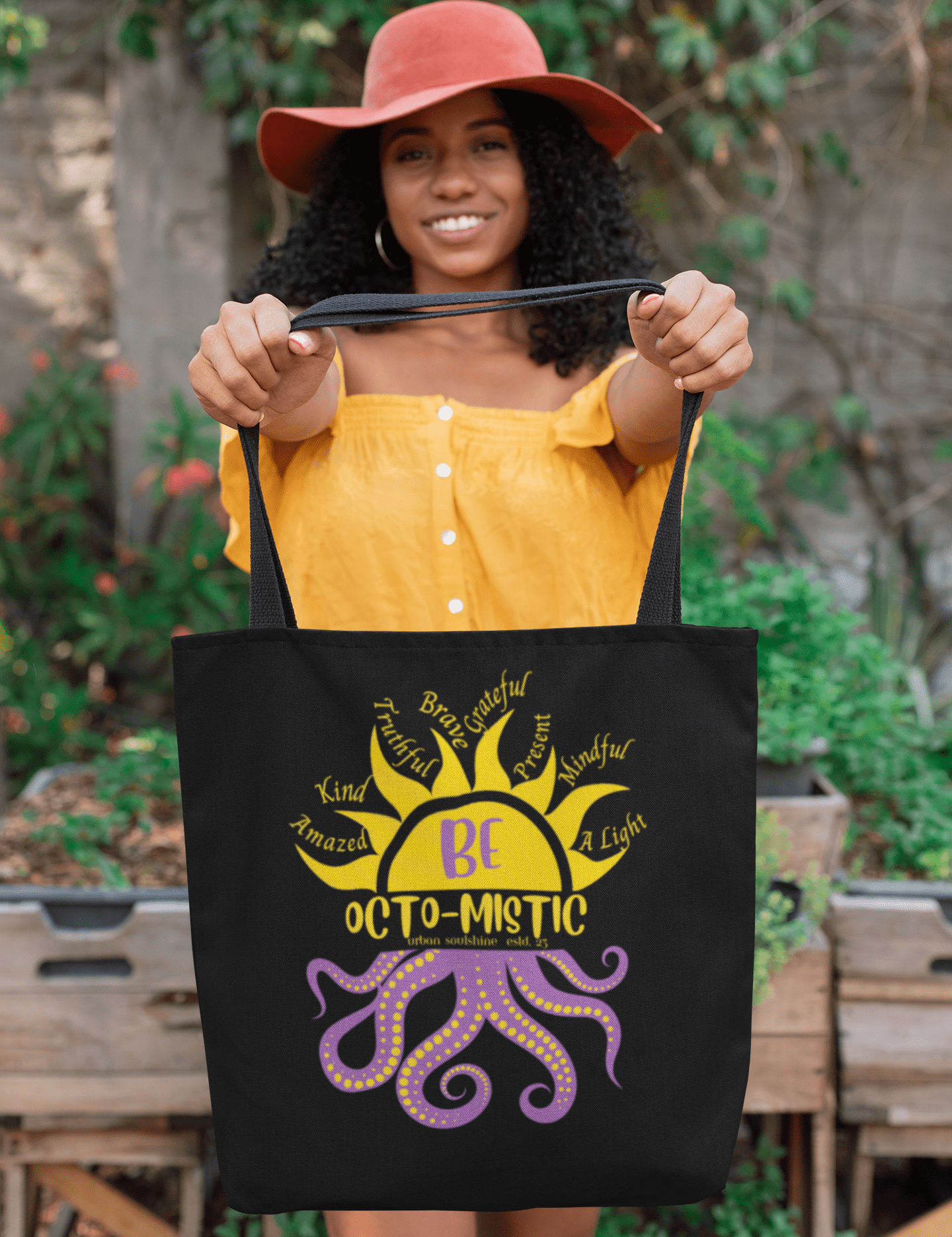 Urban SoulShine & co Bags Rays To Be Octo-Mistic Inspirational Octopus Tote Bag