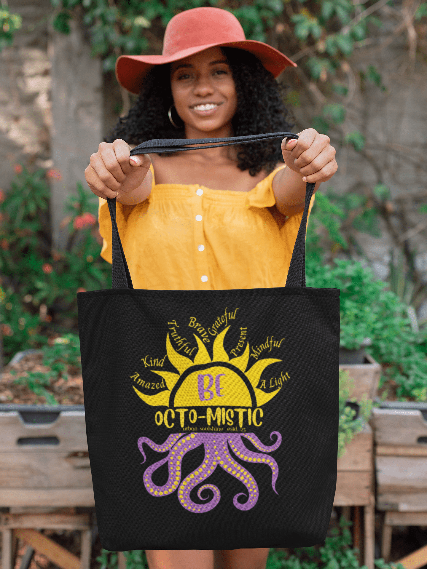 Urban SoulShine & co Bags Rays To Be Octo-Mistic Inspirational Octopus Tote Bag