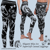 Urban SoulShine & co casual leggings Elegant Blue Ice Horse SuperSoft Casual Leggings