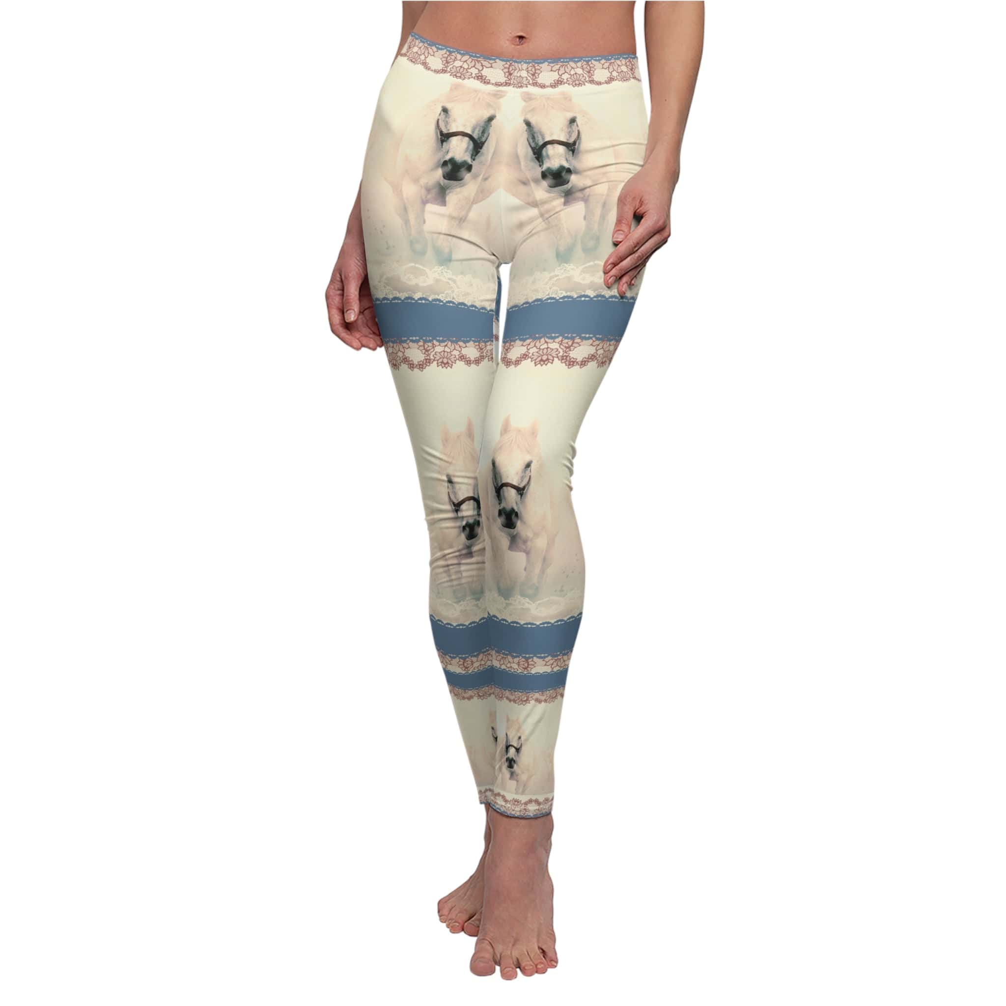  White stitching Grace & Lace Horse Lover SuperSoft Casual Leggings