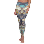 Vintage Daisies Tie Dyed SuperSoft Casual Leggings White stitching