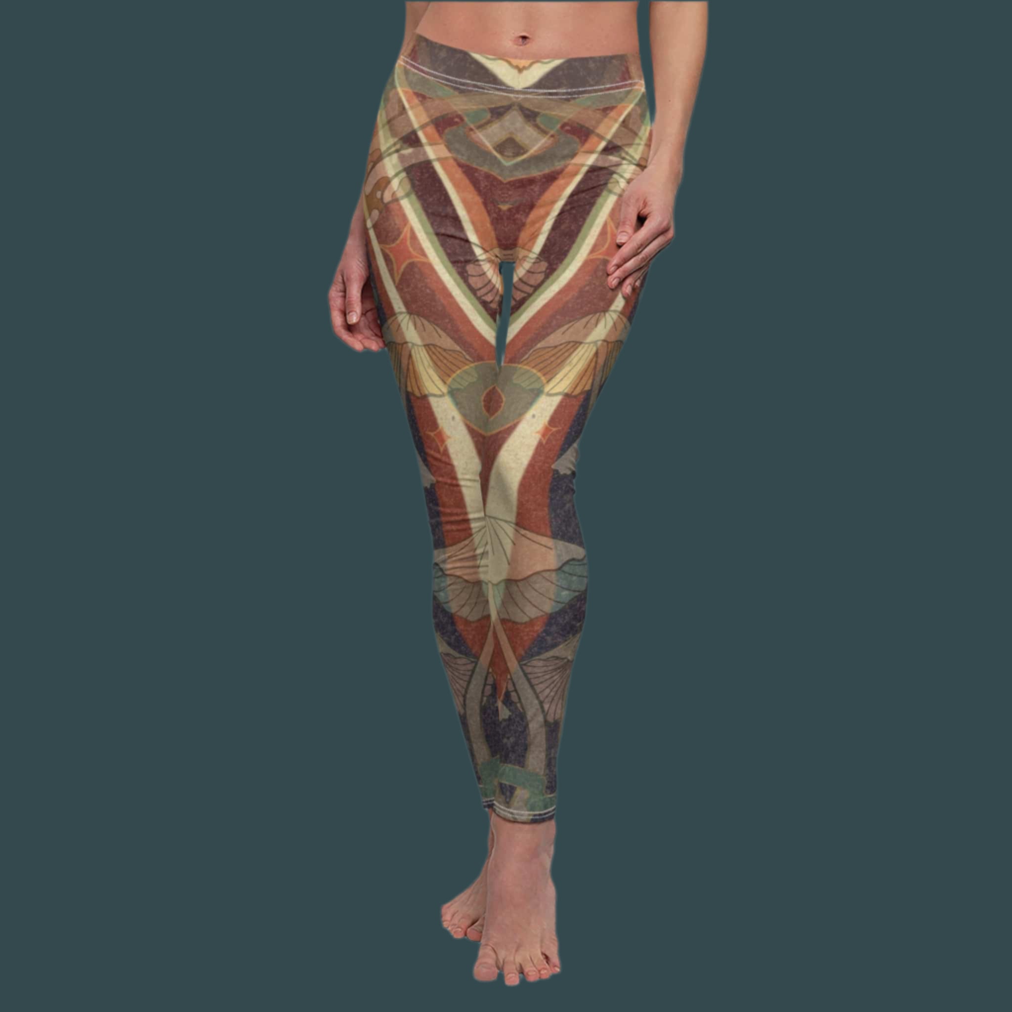 Vintage Mushroom SuperSoft Casual Leggings White stitching