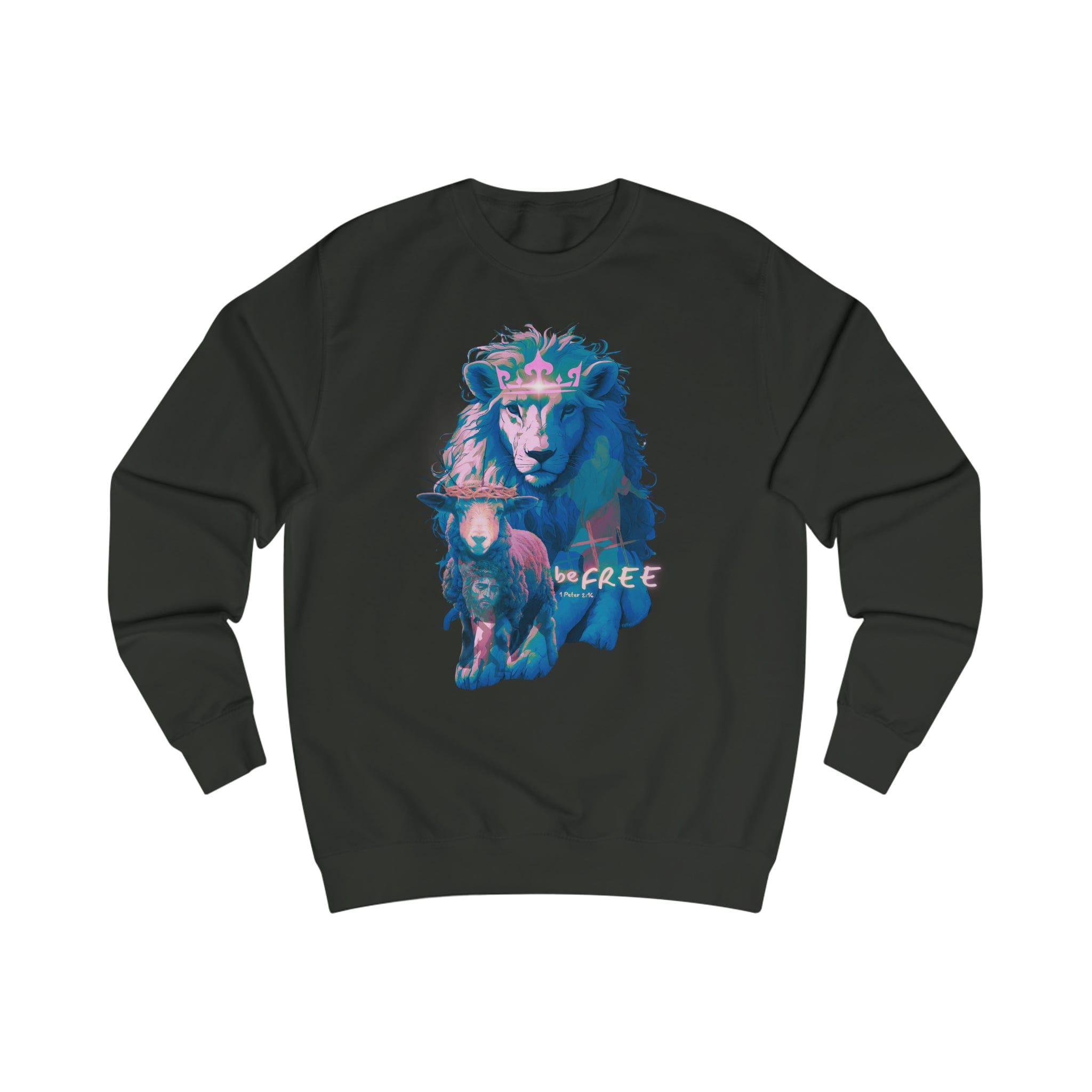 Urban SoulShine & co Crewneck Sweatshirt Jet Black / S BE FREE 1 Peter 2:16 Crewneck Sweatshirt