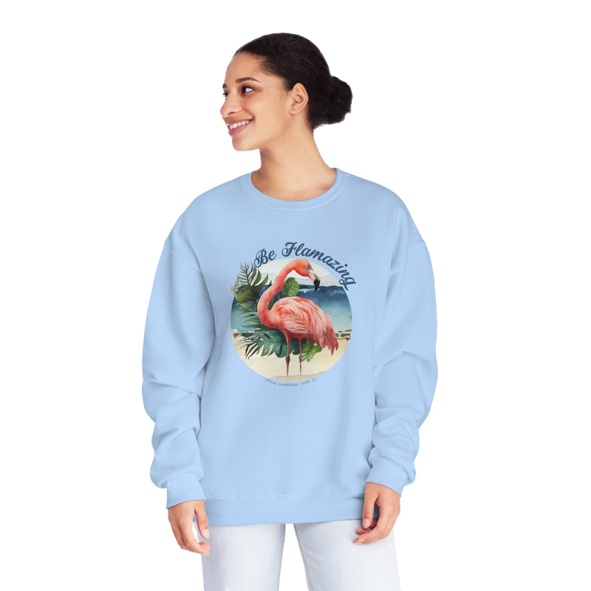 Urban SoulShine & co Crewneck Sweatshirt Light Blue / S Be FLAMAZING Comfy Blend Sweatshirt