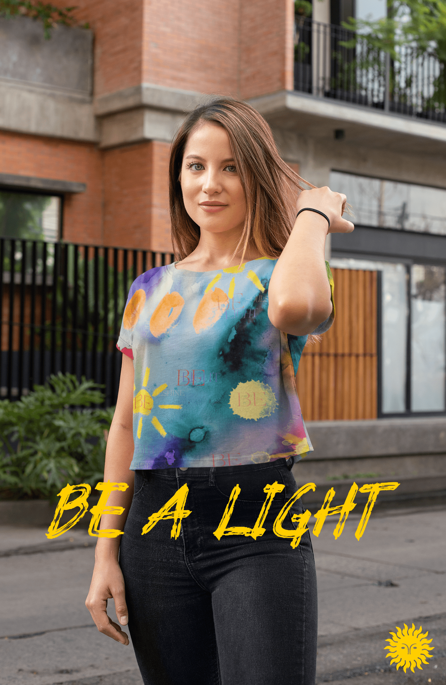 BE Light Color Splash Inspirational Crop Tee