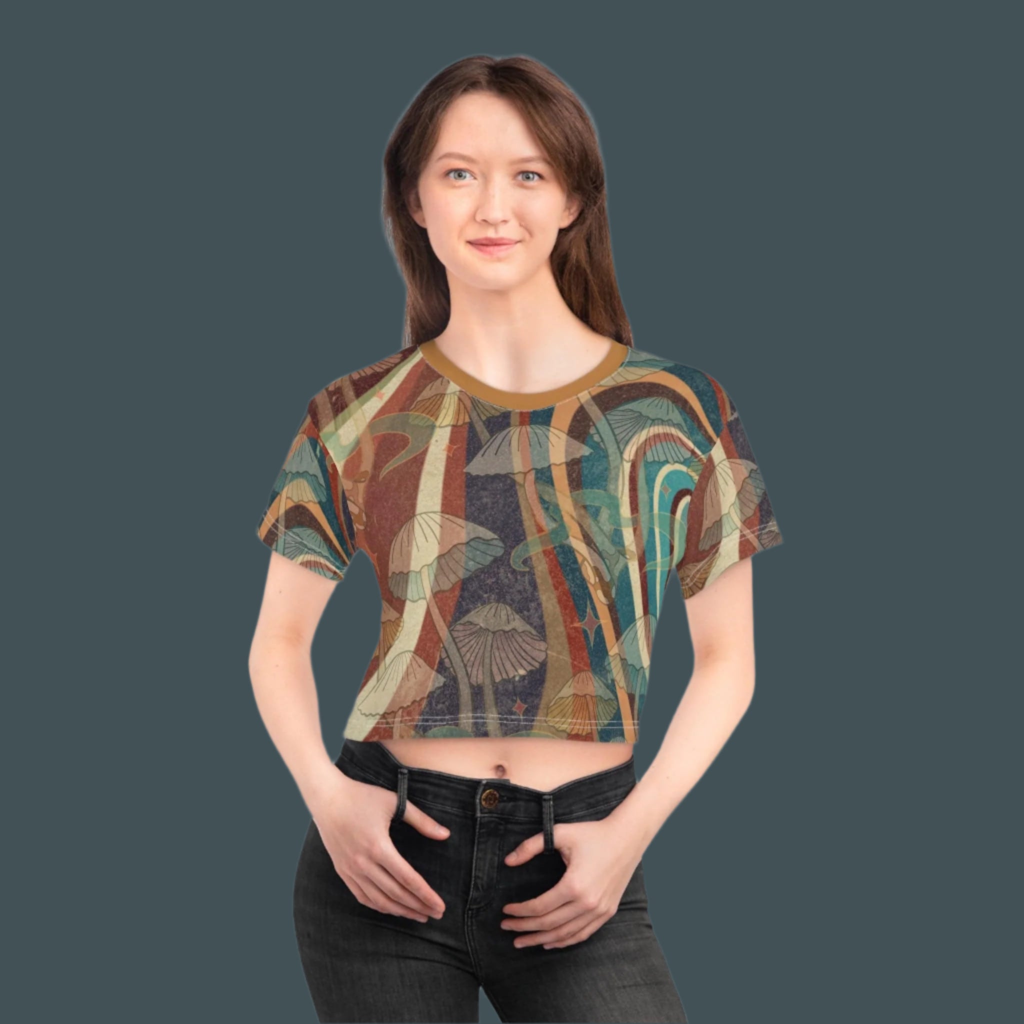 Vintage Mushroom Crop Tee L
