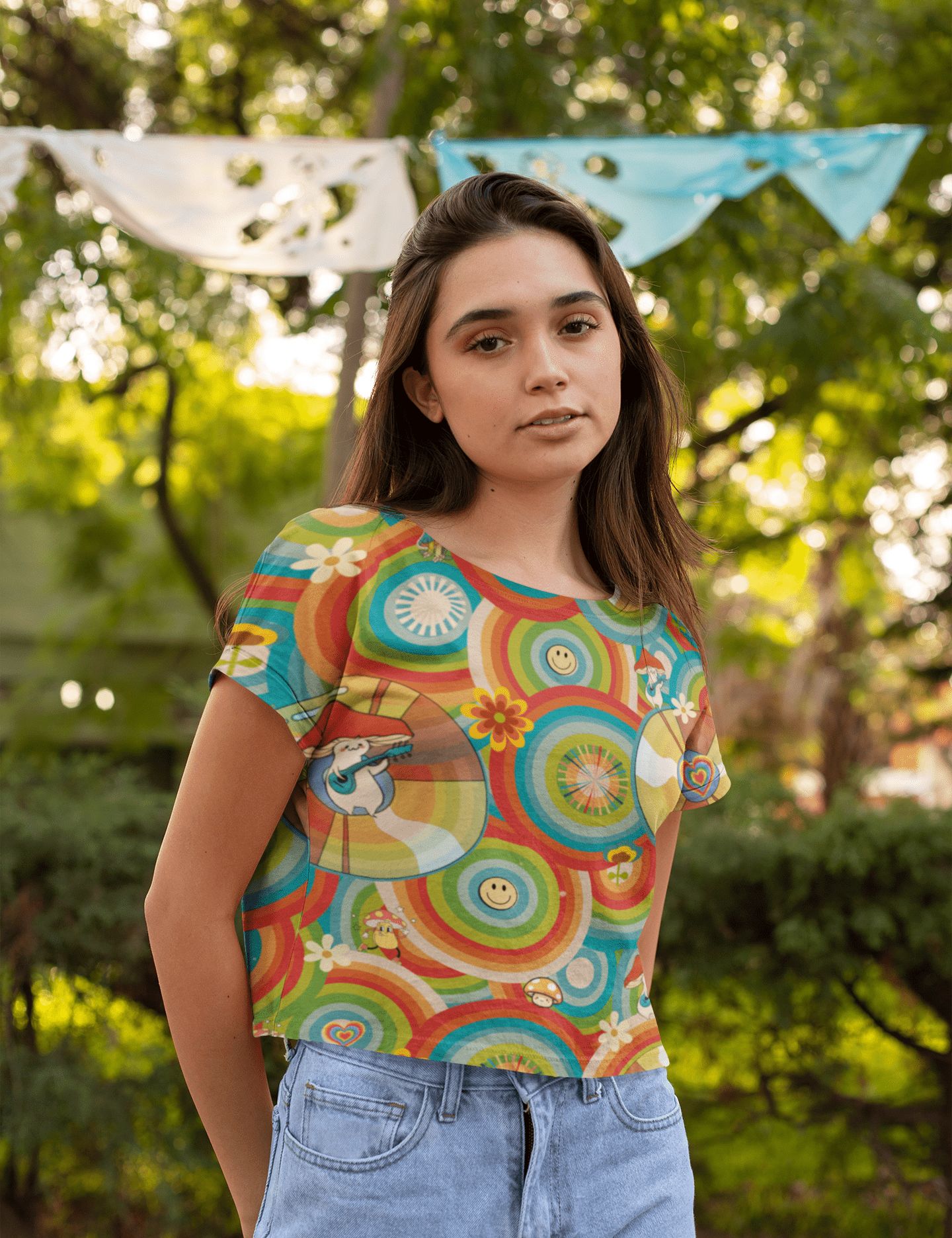 Urban SoulShine & co Crop T-shirt Groovy Smiles Crop T