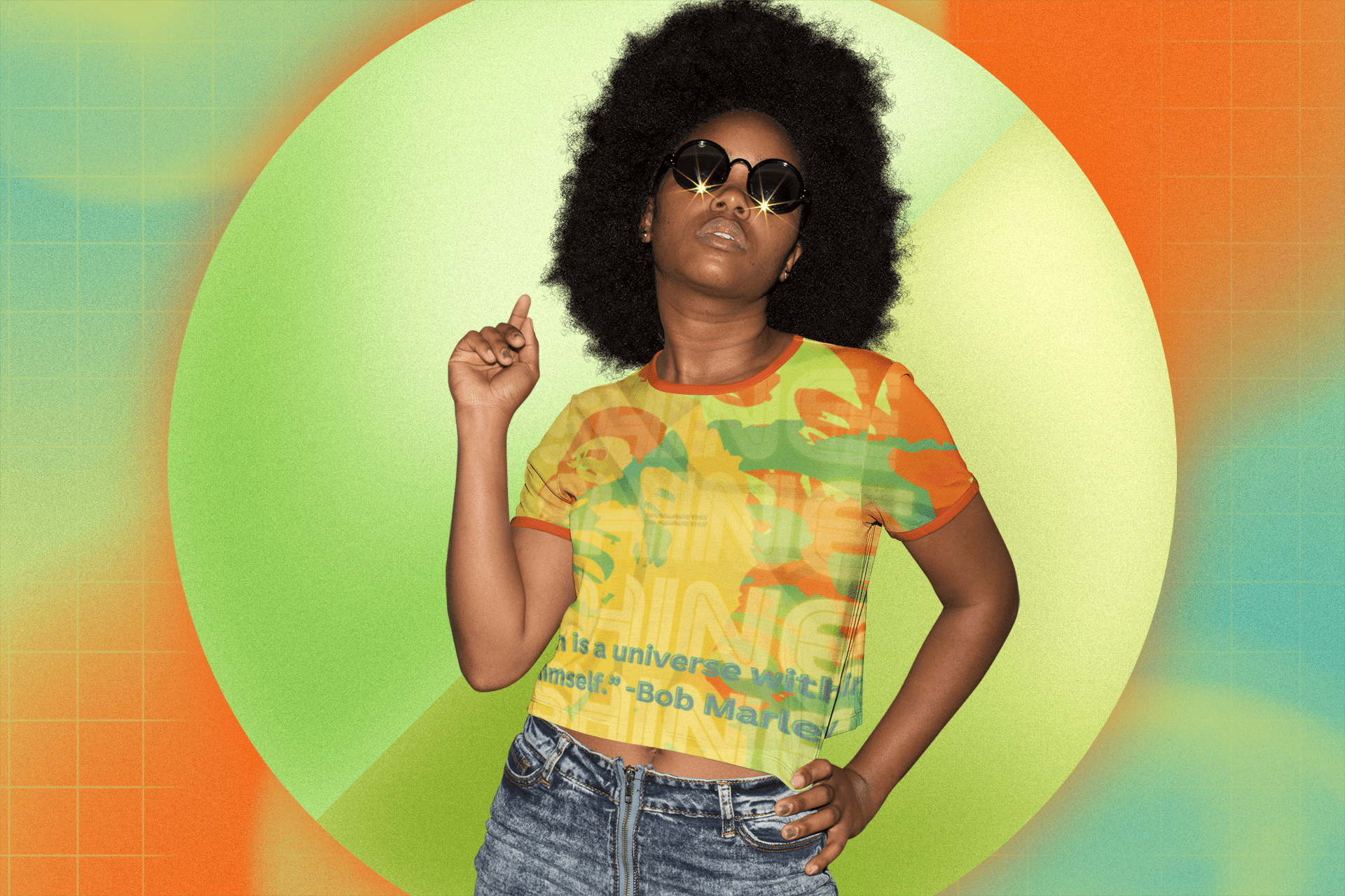 Urban SoulShine & co Crop T-shirt Shine Shine Shine Reggae Crop Top T-shirt