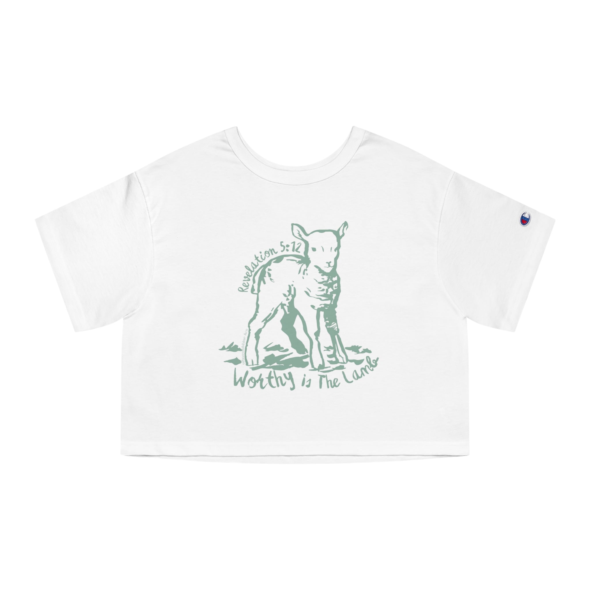 Worthy Is The Lamb Champion Brand Crop T White