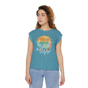 Urban SoulShine & co Flowy Muscle Tank Heather Deep Teal / S Positive Vibes By the Sea Flowy Muscle Tee