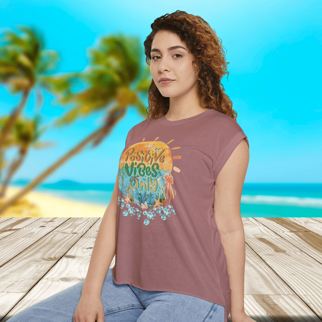 Urban SoulShine & co Flowy Muscle Tank Positive Vibes By the Sea Flowy Muscle Tee