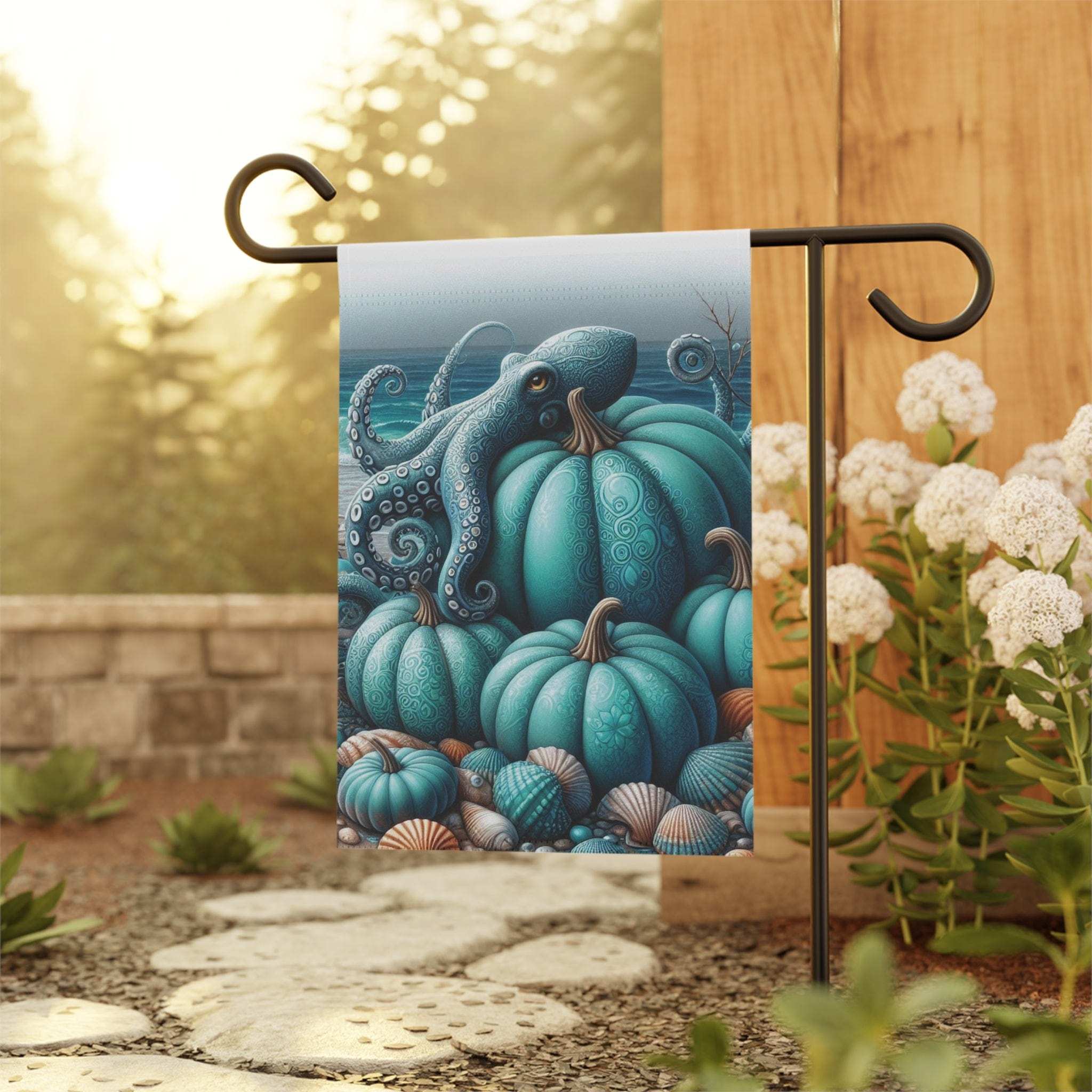 Blue Octopus Ocean Harvest Custom Home & Garden Banner 12'' × 18''