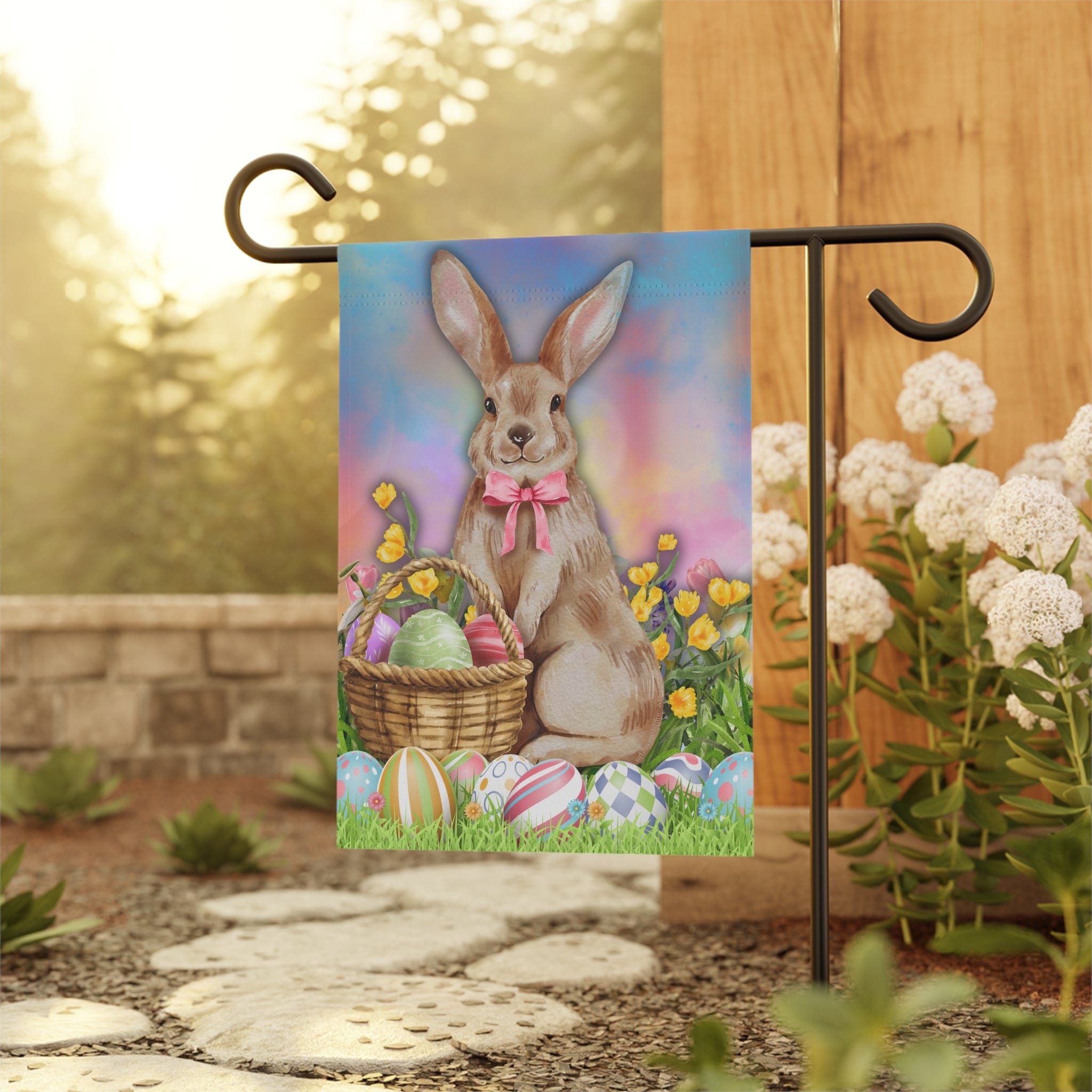 Bunny Garden Easter Home Or Garden Banner 12'' × 18''