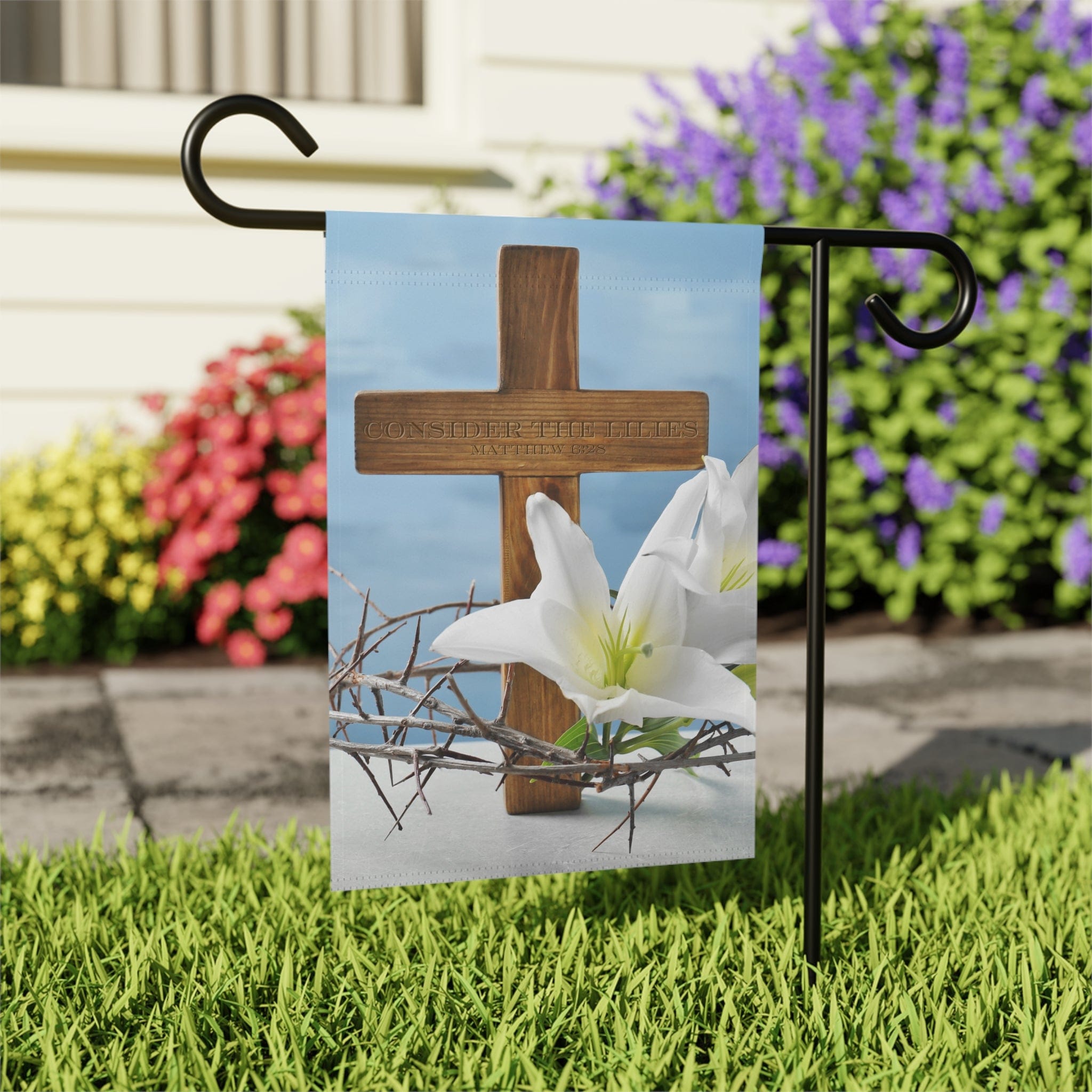 Consider The Lilies Matthew 6:28 Home Or Garden Banner 12'' × 18''