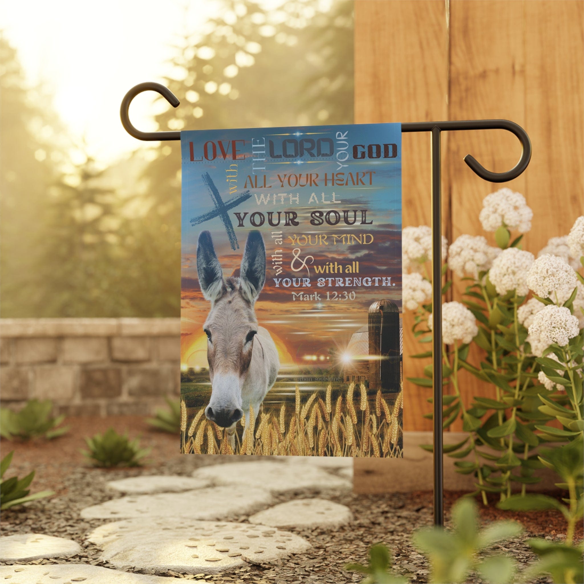Mark 12:30 Inspirational Farm Garden Banner 12'' × 18''