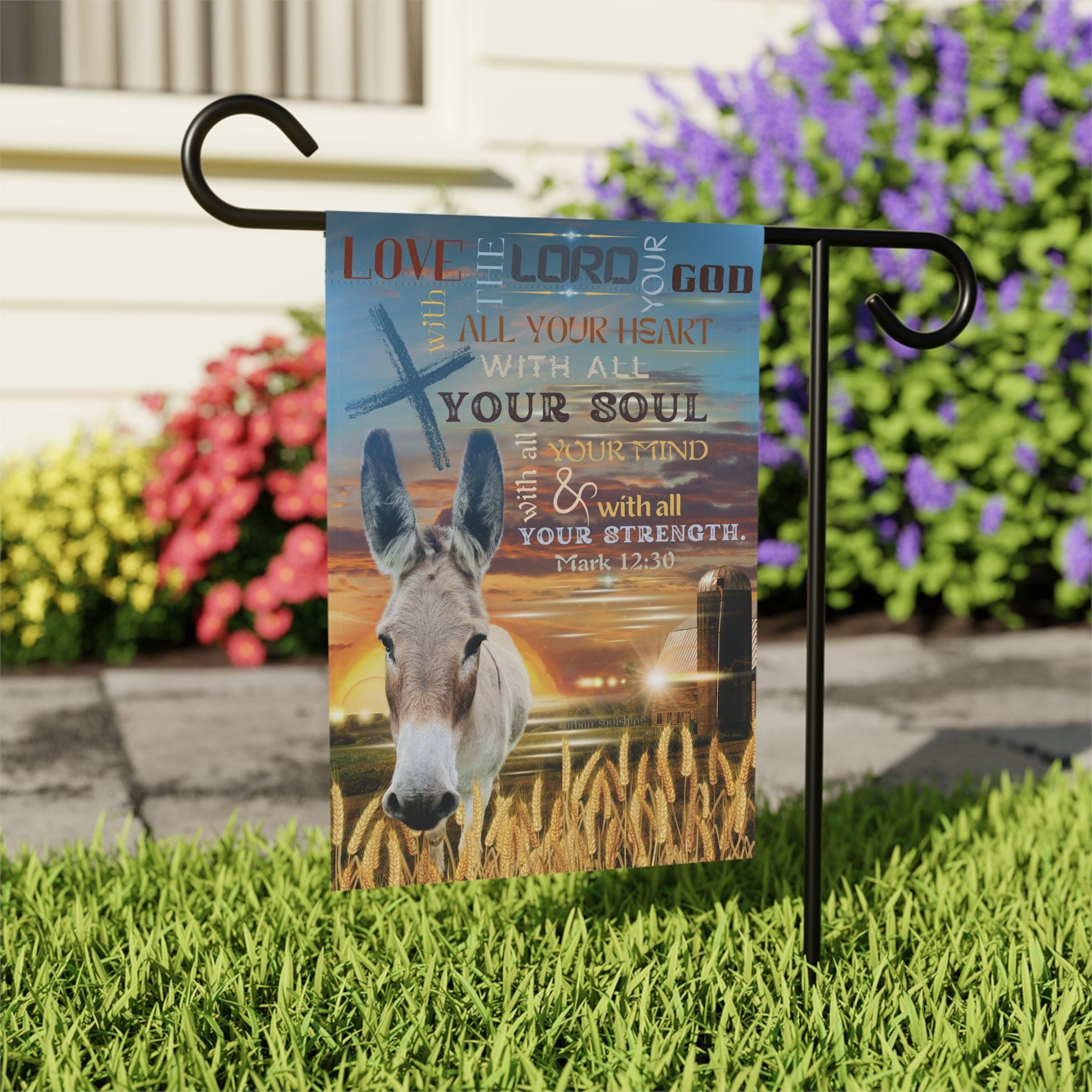 Mark 12:30 Inspirational Farm Garden Banner