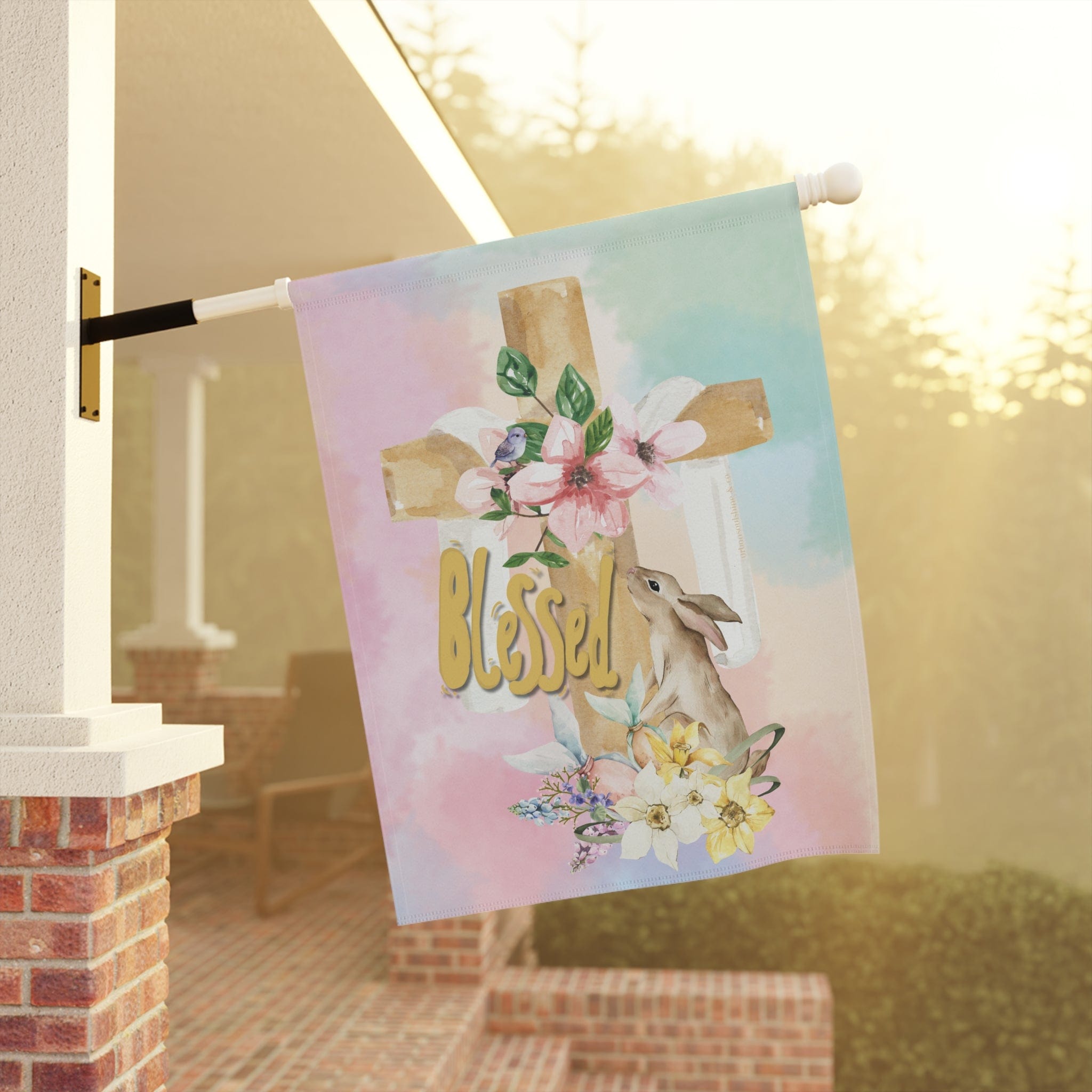 Blessed Easter Spring Garden or House Banner 24.5'' × 32''