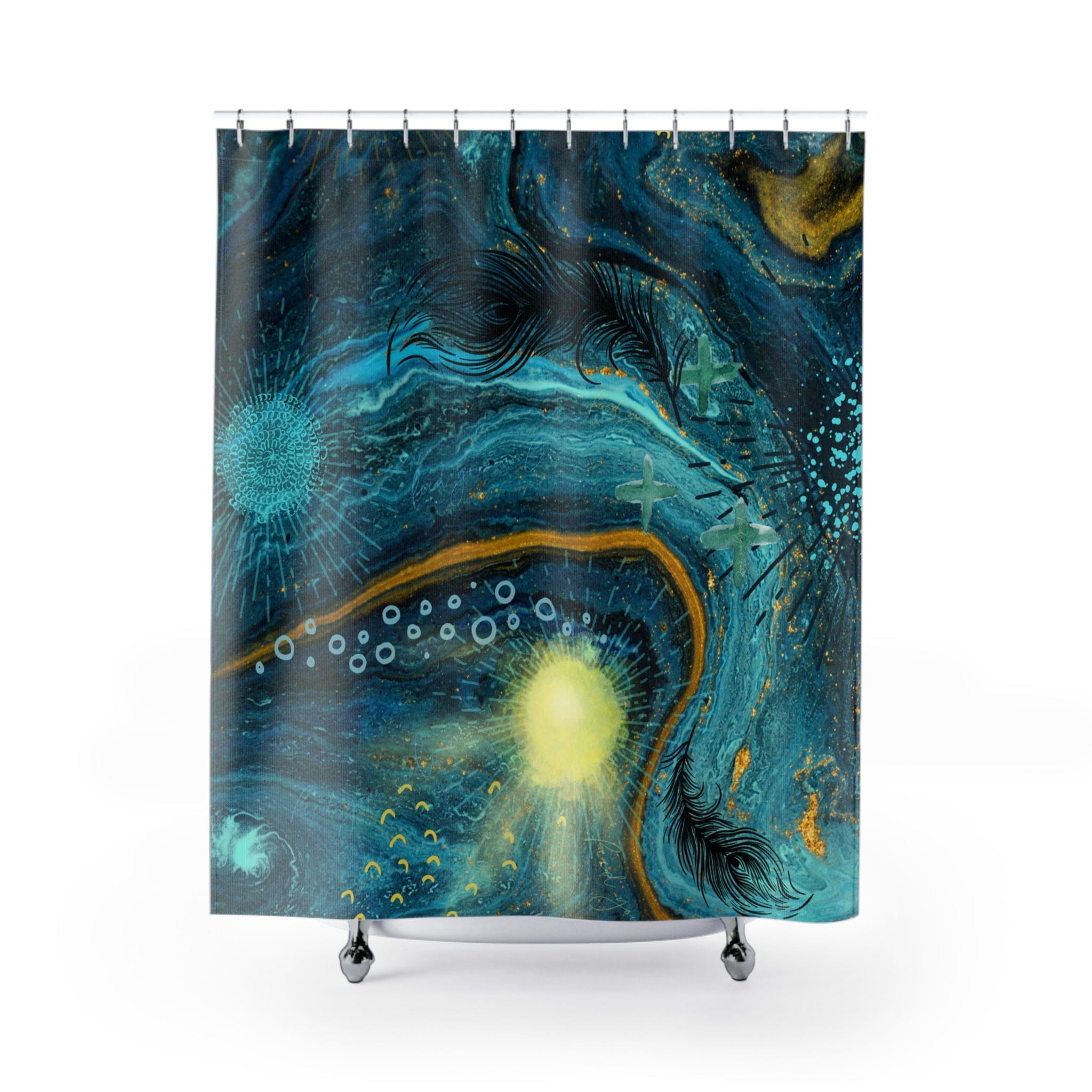 Abstract Blue Marble Shower Curtain
