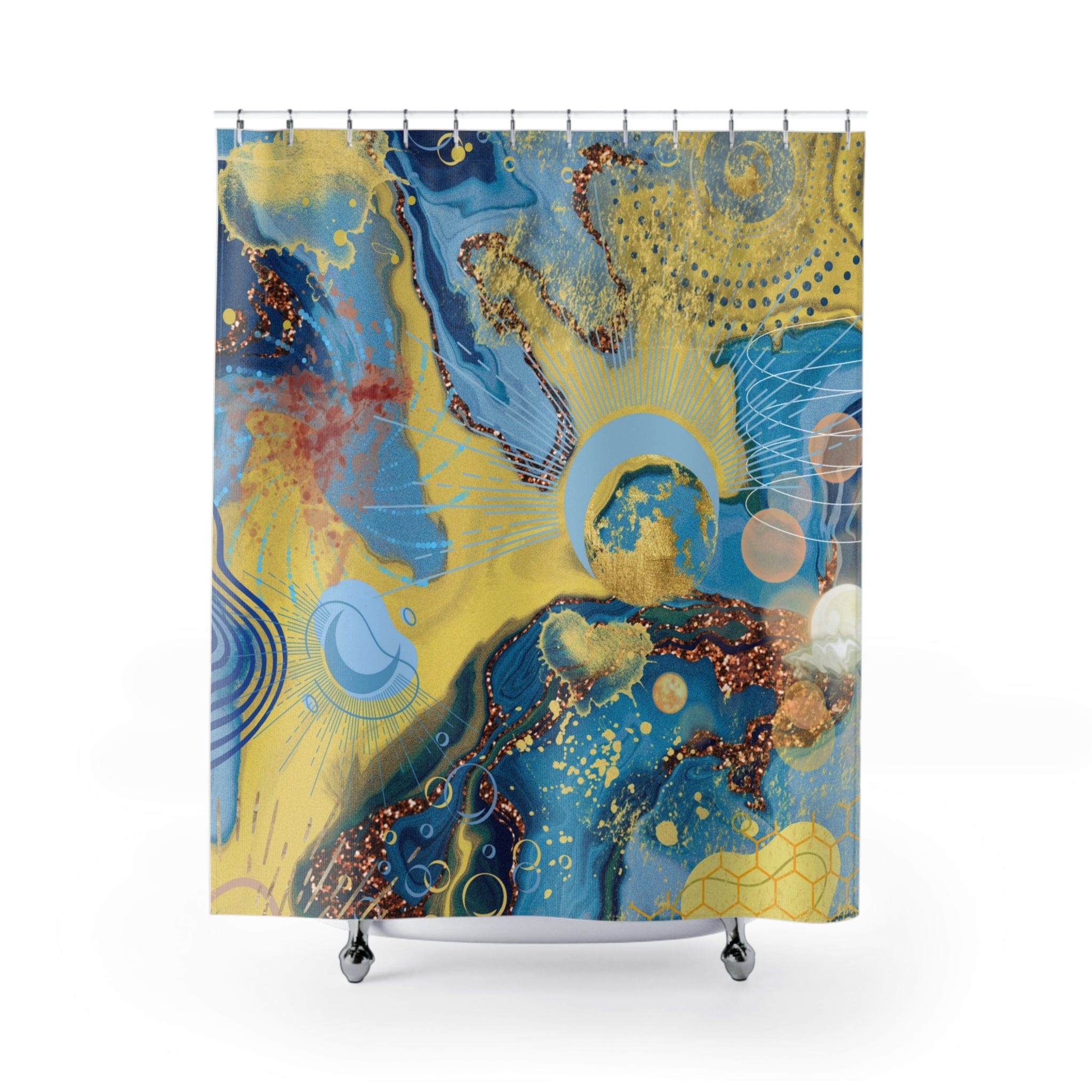 Abstract Blue Moon Shower Curtain