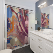 Abstract Maroon Shower Curtain 71" × 74"