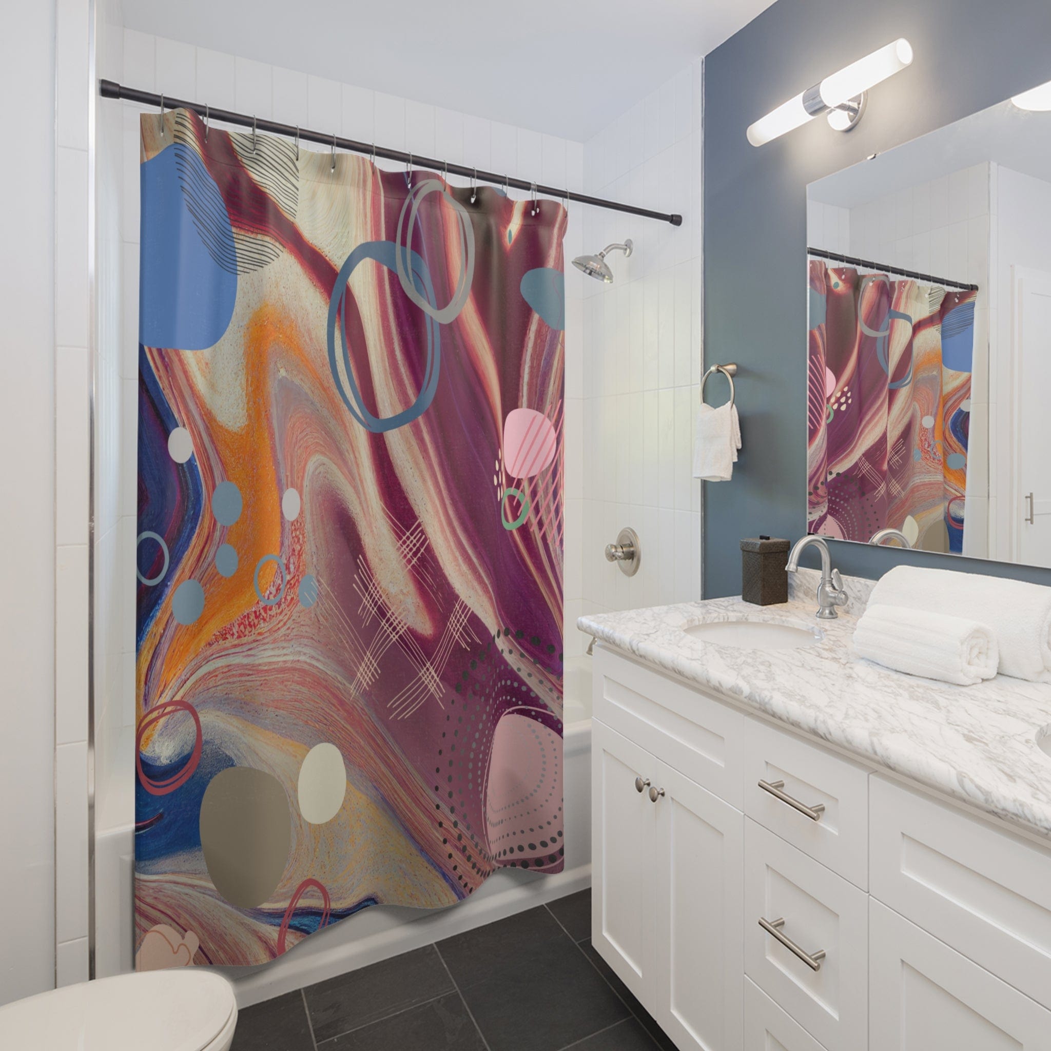 Abstract Maroon Shower Curtain 71" × 74"