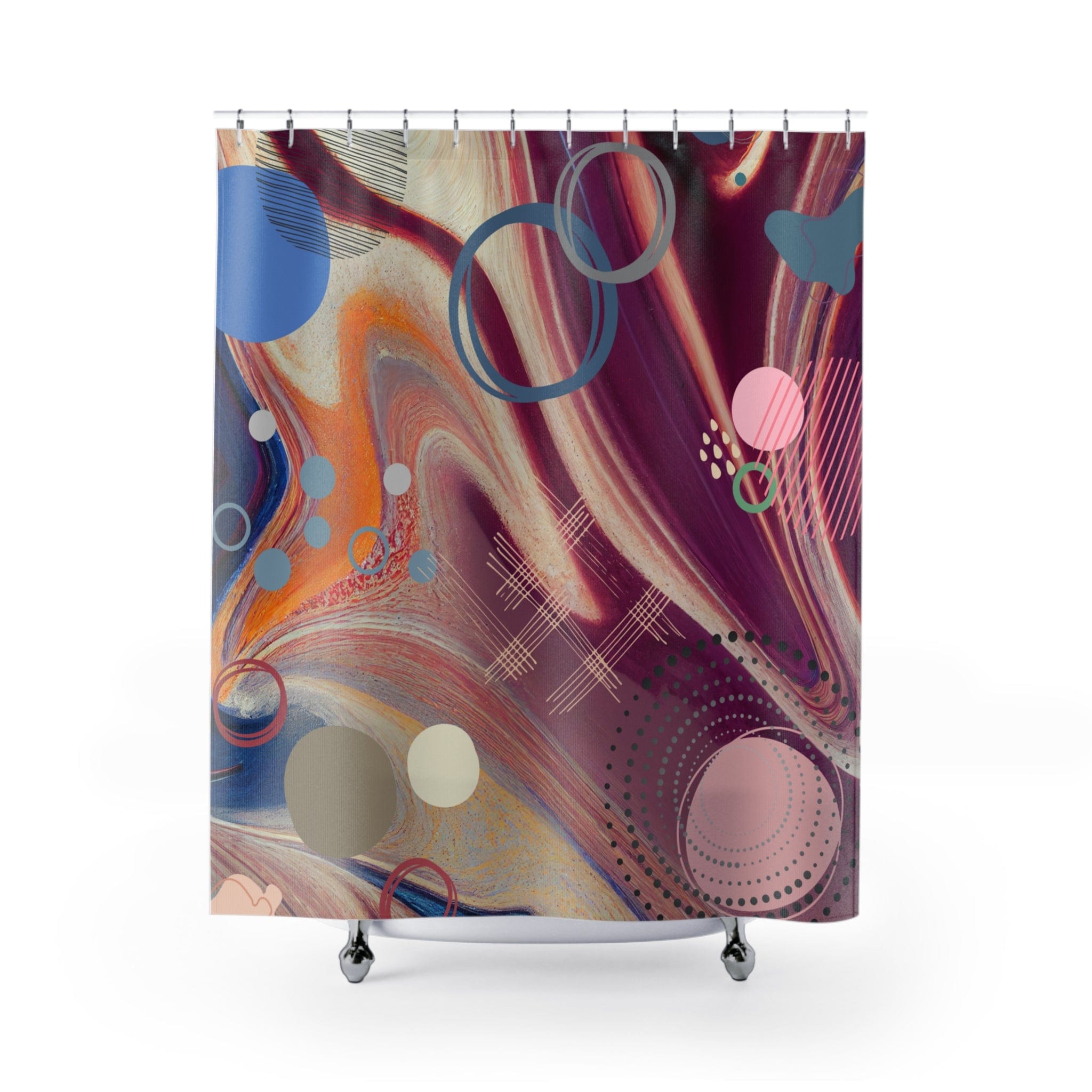 Abstract Maroon Shower Curtain