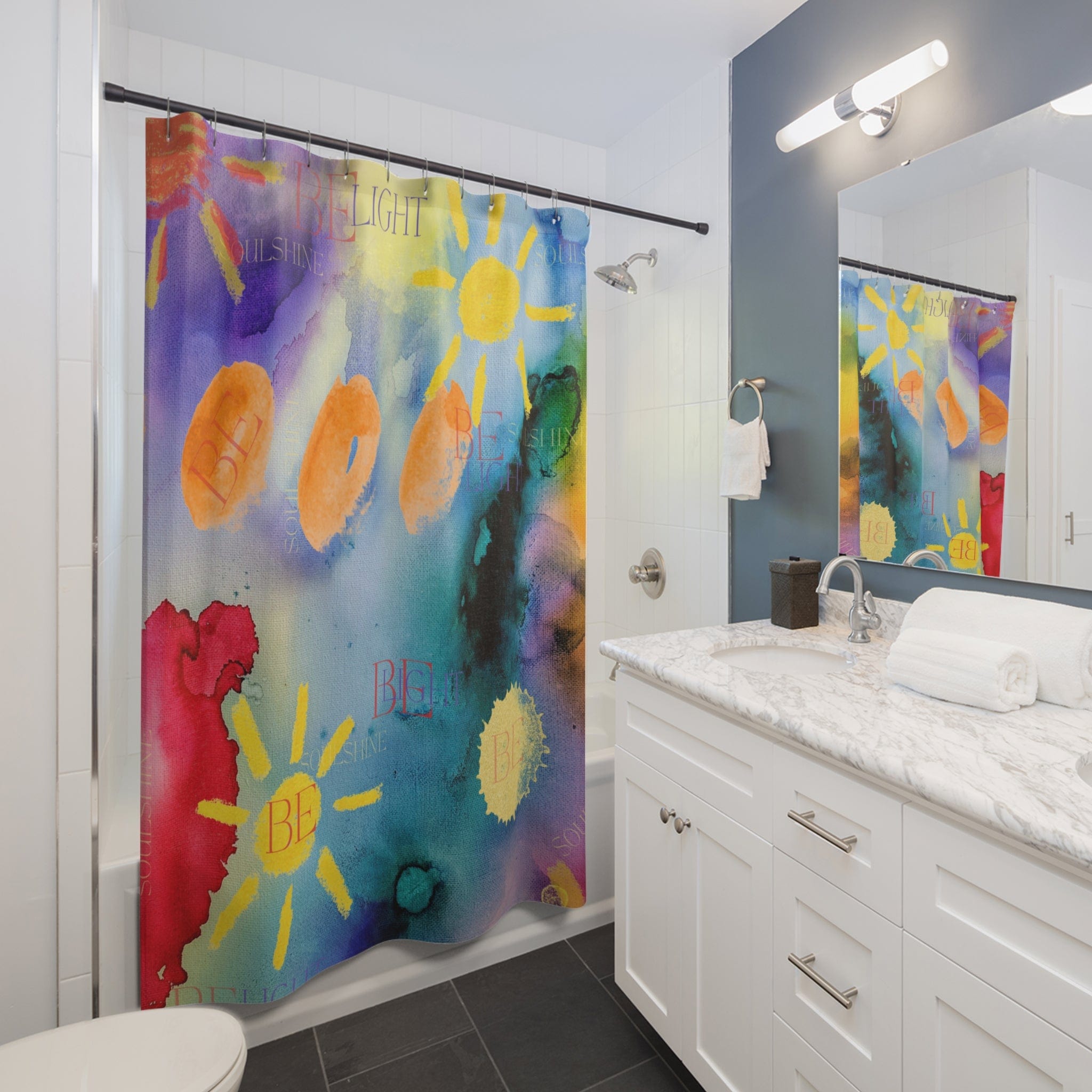 BE Light Inspirational Color Splash Shower Curtain 71" × 74"