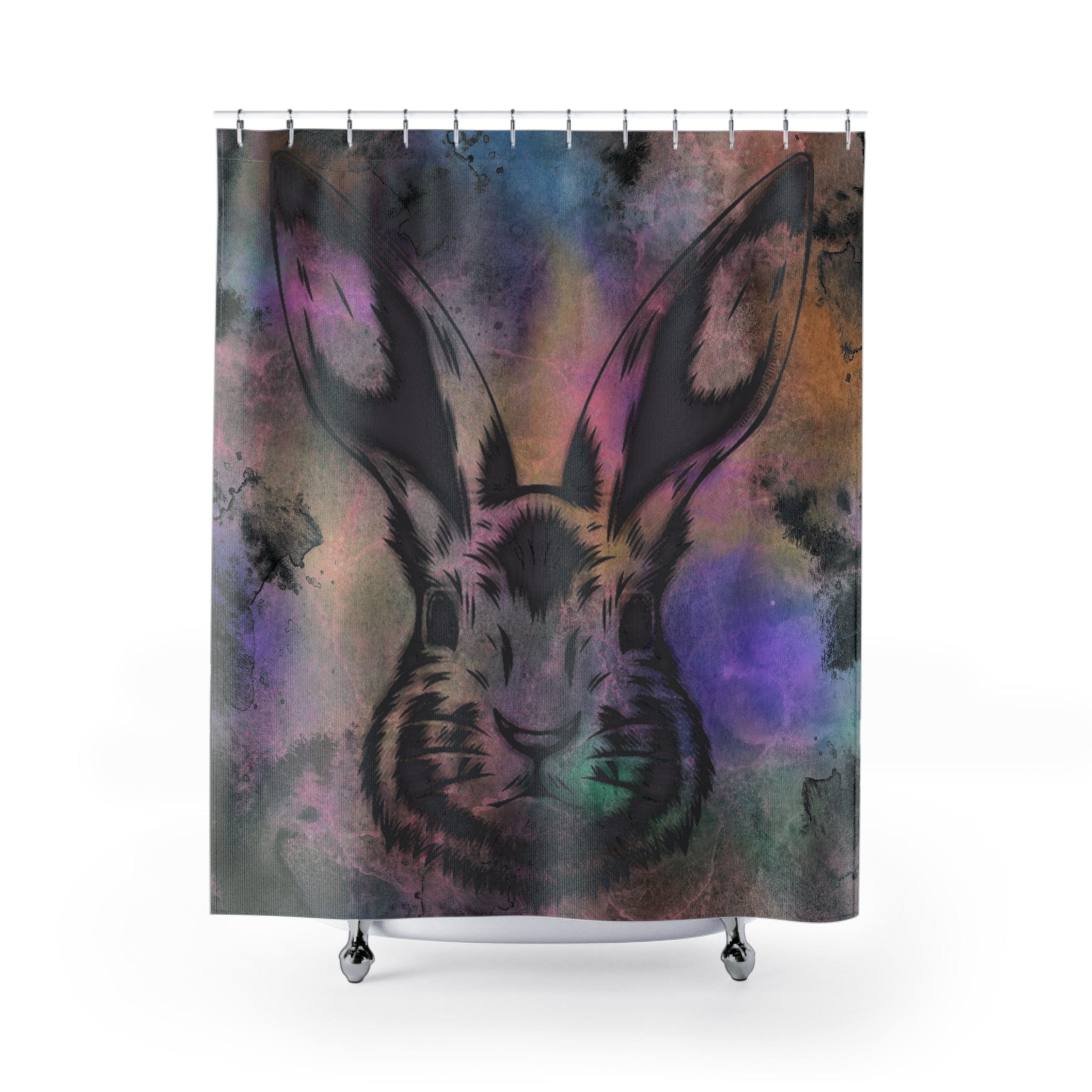 Color Splash Bunny Stamp Custom Shower Curtain