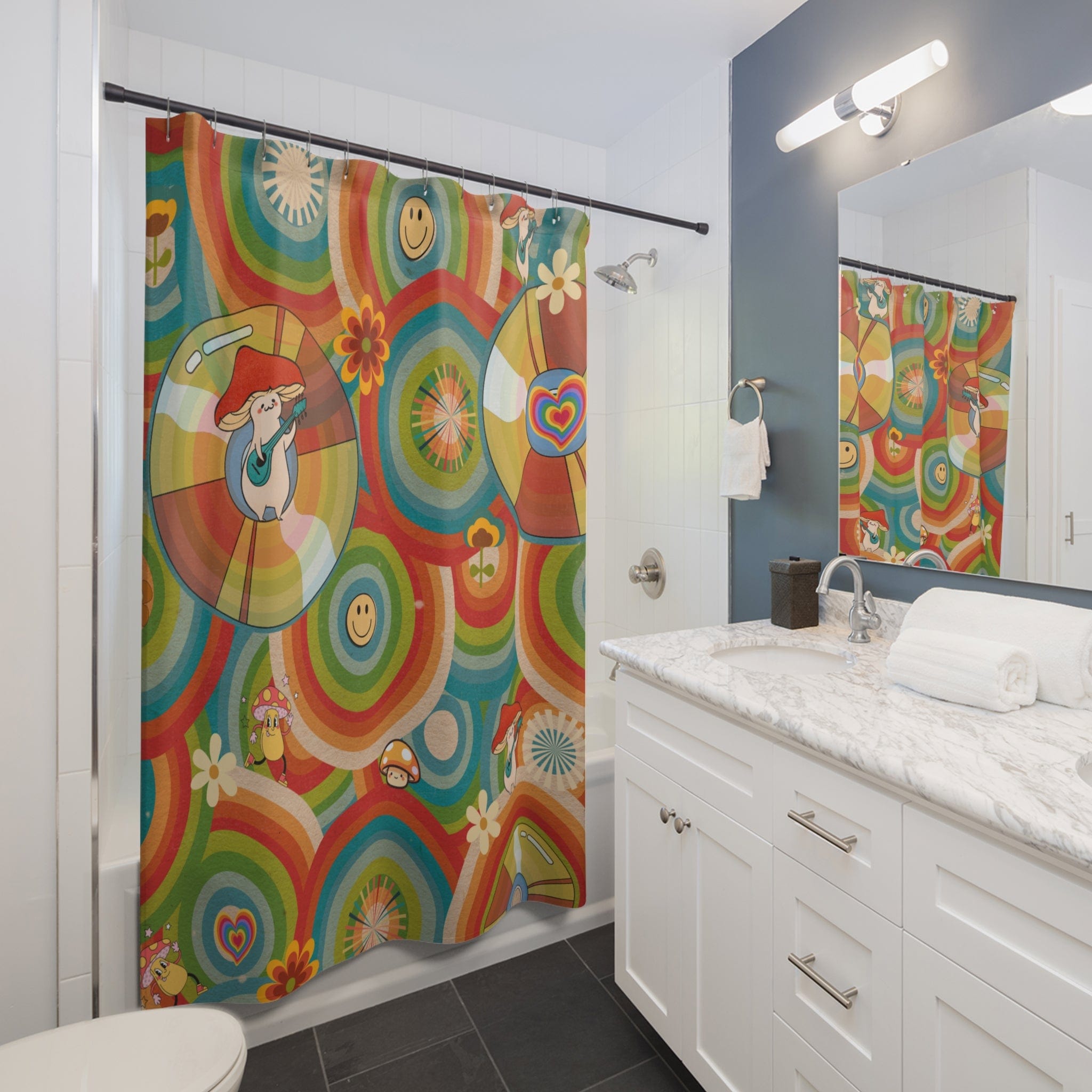 Groovy Smiles Shower Curtain 71" × 74"