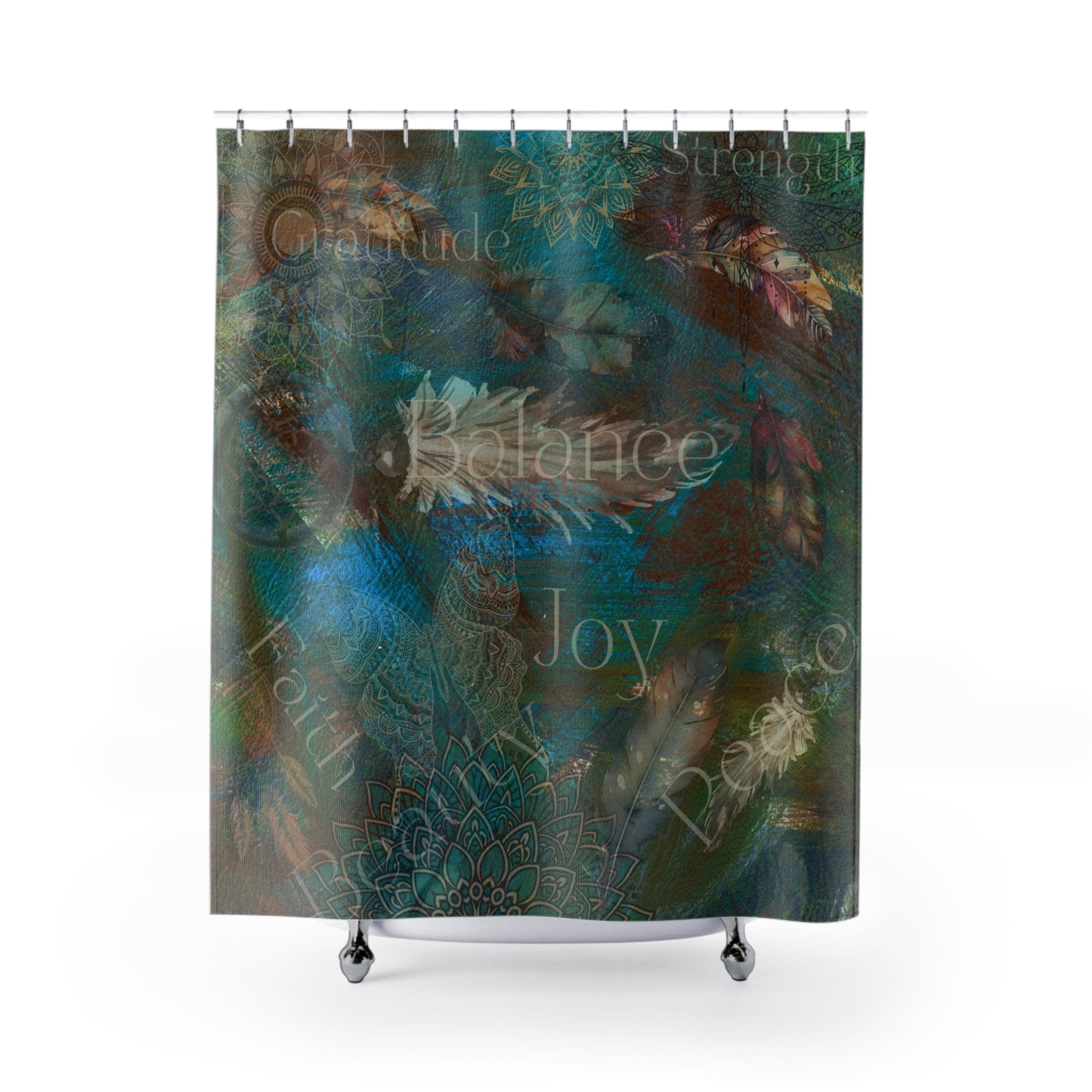 Light As A Feather Inspirational Mantra Shower Curtain