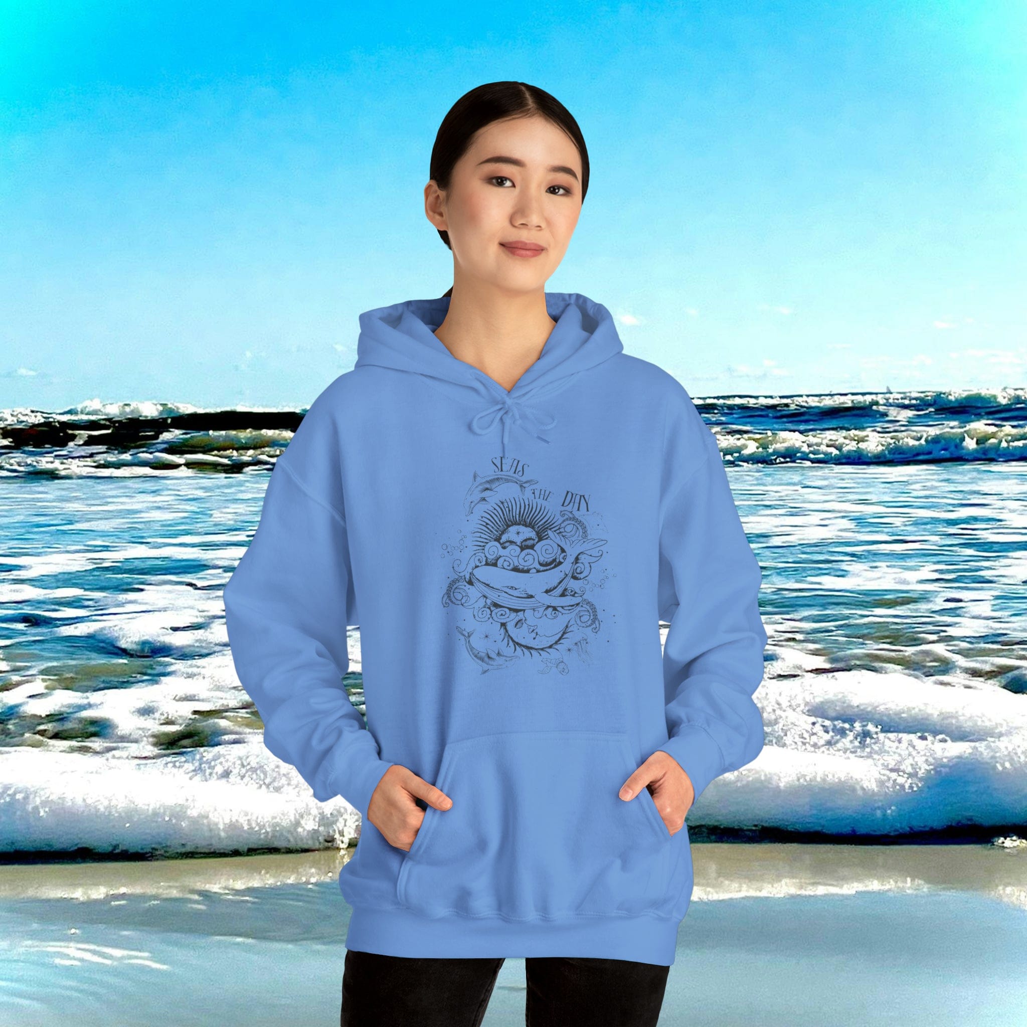 Urban SoulShine & co Hoodie Carolina Blue / S Seas The Day Heavy Blend™ Hoodie (Unisex)