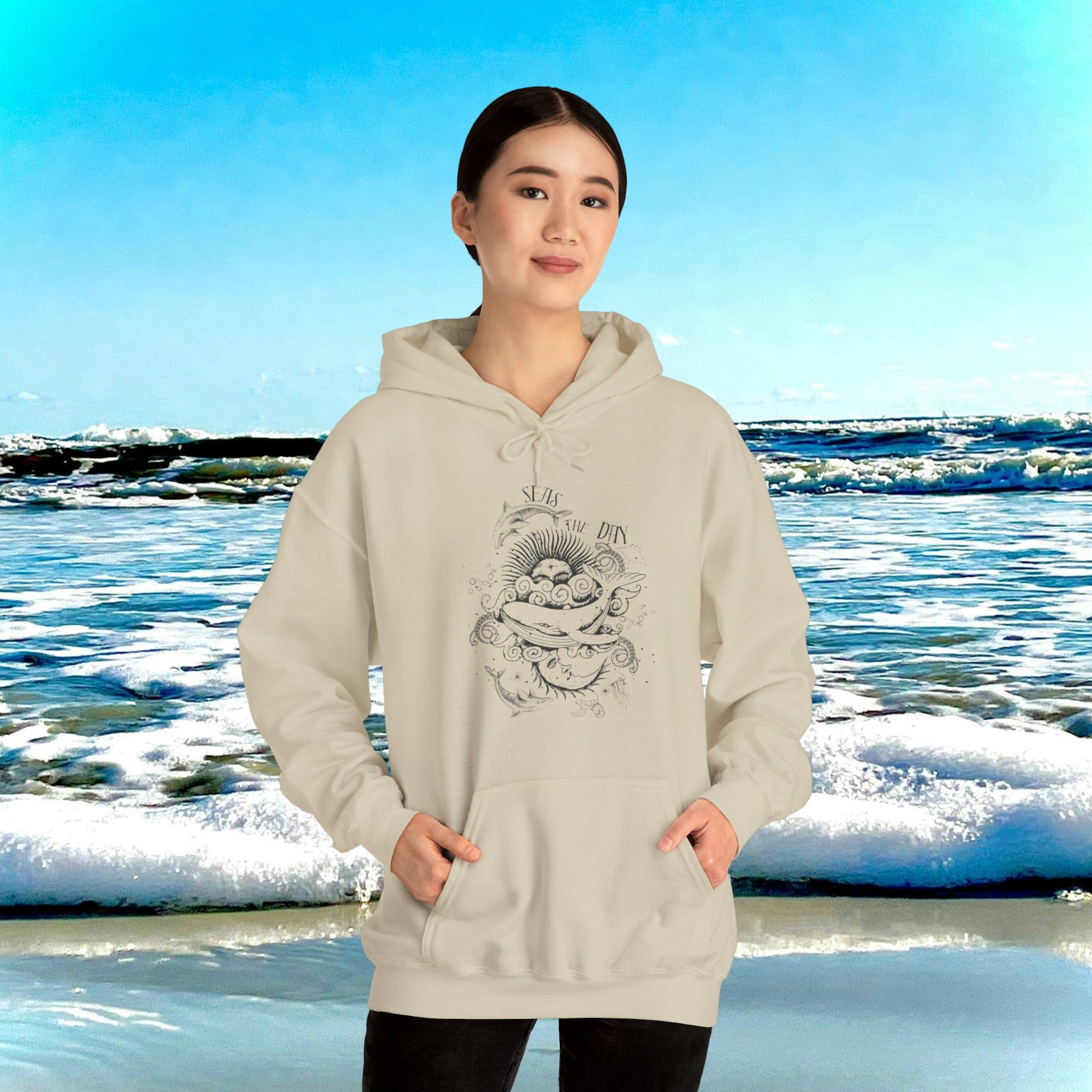 Urban SoulShine & co Hoodie Sand / S Seas The Day Heavy Blend™ Hoodie (Unisex)