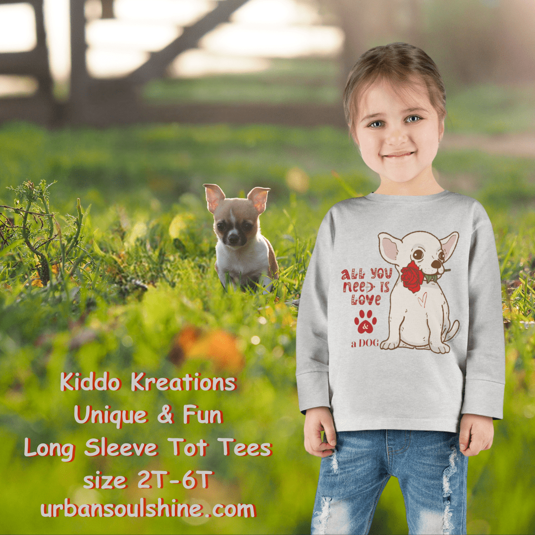 Urban SoulShine & co Kids clothes All You Need Is Love & a Dog Toddler Long Sleeve Tee