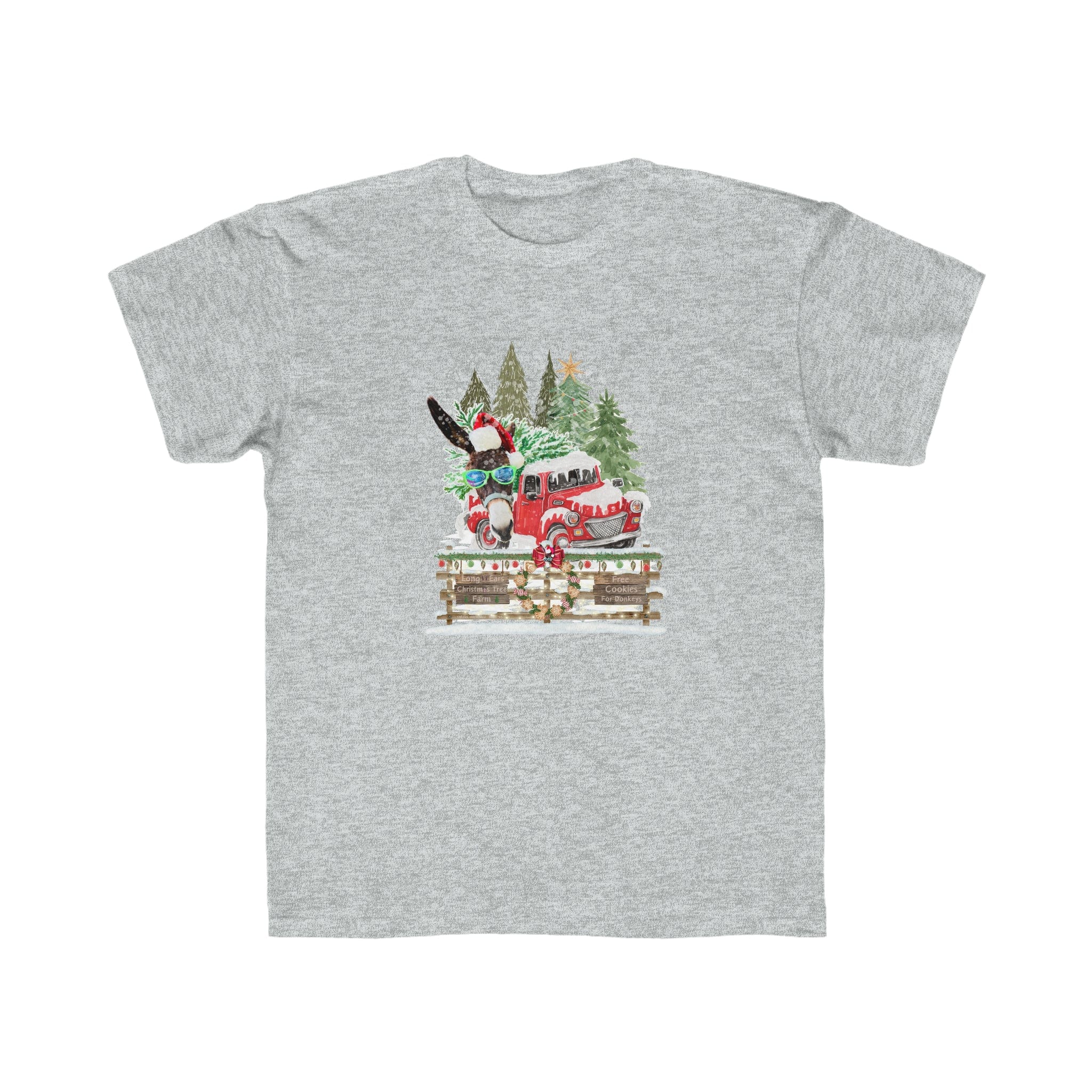 Urban SoulShine & co Kids clothes Ash Heather / M Long Ears Christmas Tree Farm Donkey Claus Soft Tee (Unisex Youth)