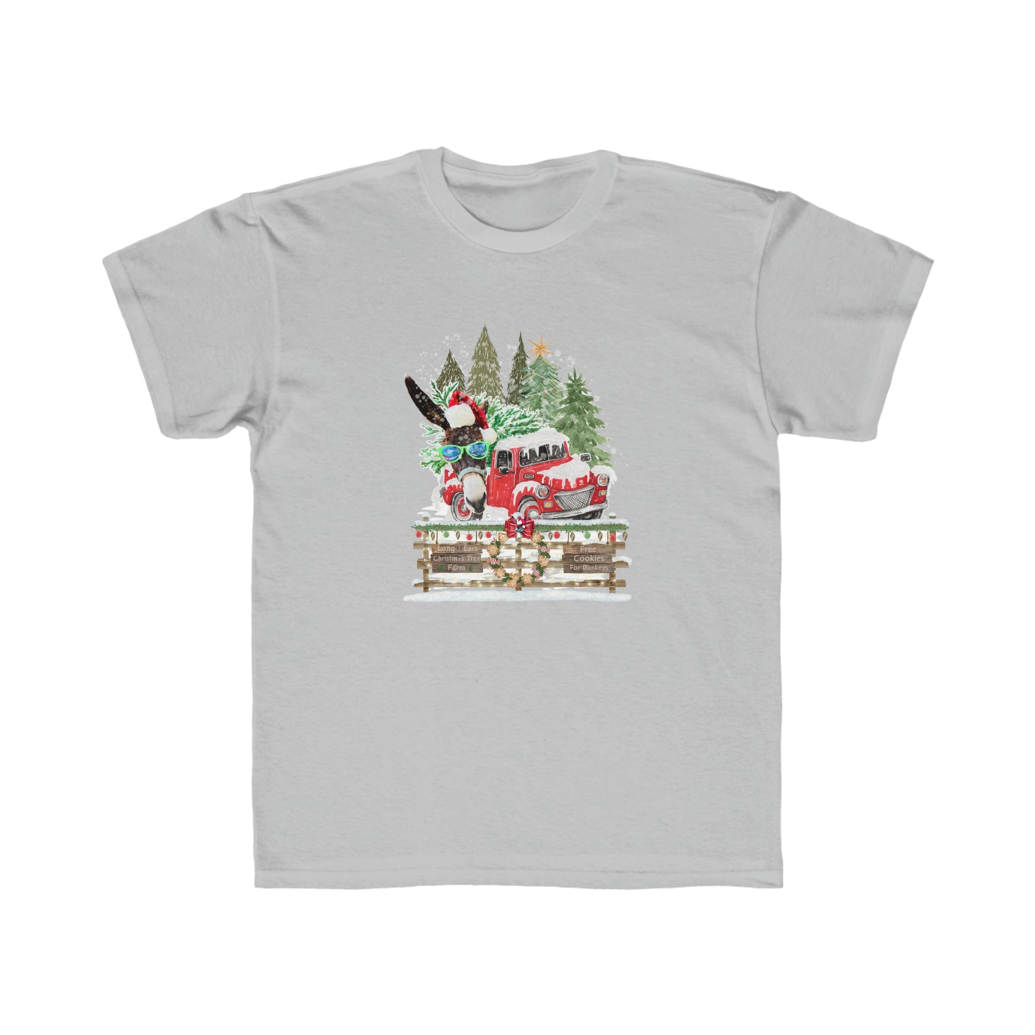  XS Long Ears Christmas Tree Farm Donkey Claus Soft Tee (Unisex Youth)