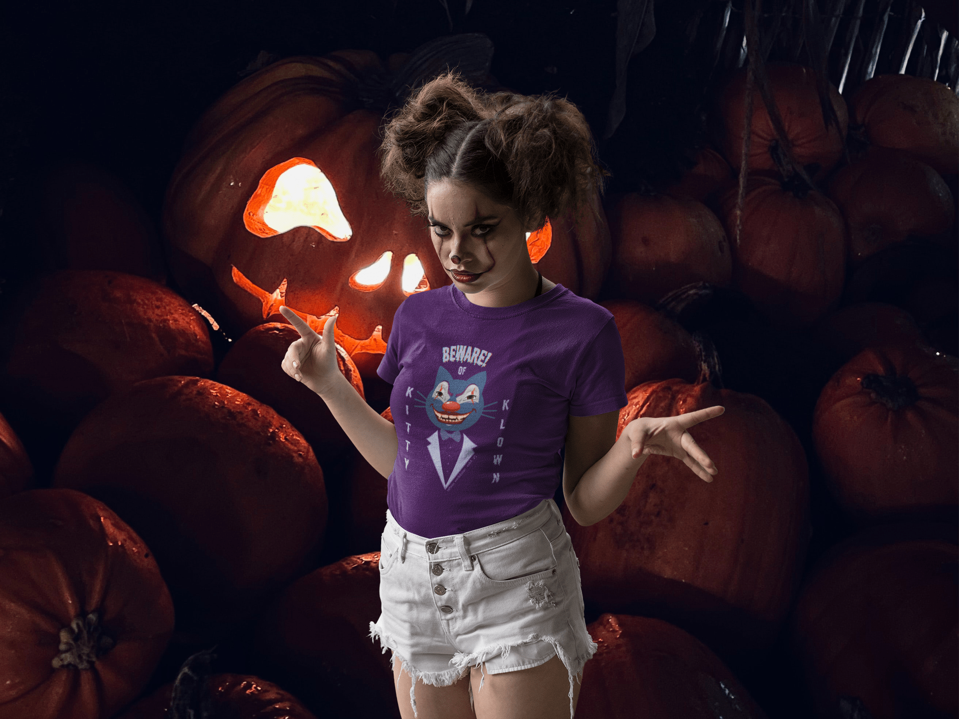 Urban SoulShine & co Kids clothes BEWARE of KITTY KLOWN Youth/Kid's Halloween Tee (unisex)