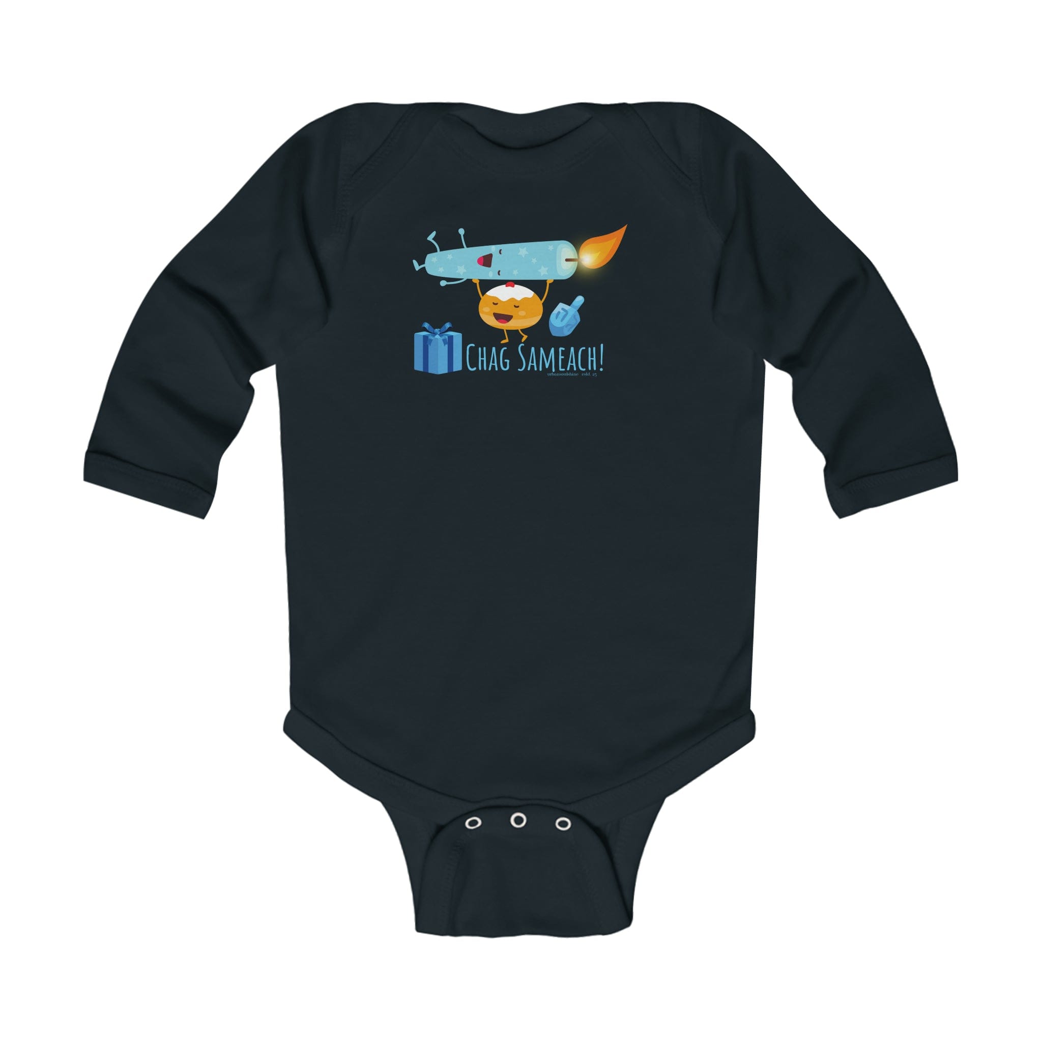 Urban SoulShine & co Kids clothes Black / NB (0-3M) CHAG SAMEACH! Hanukkah Long Sleeve Onesie (Infant)