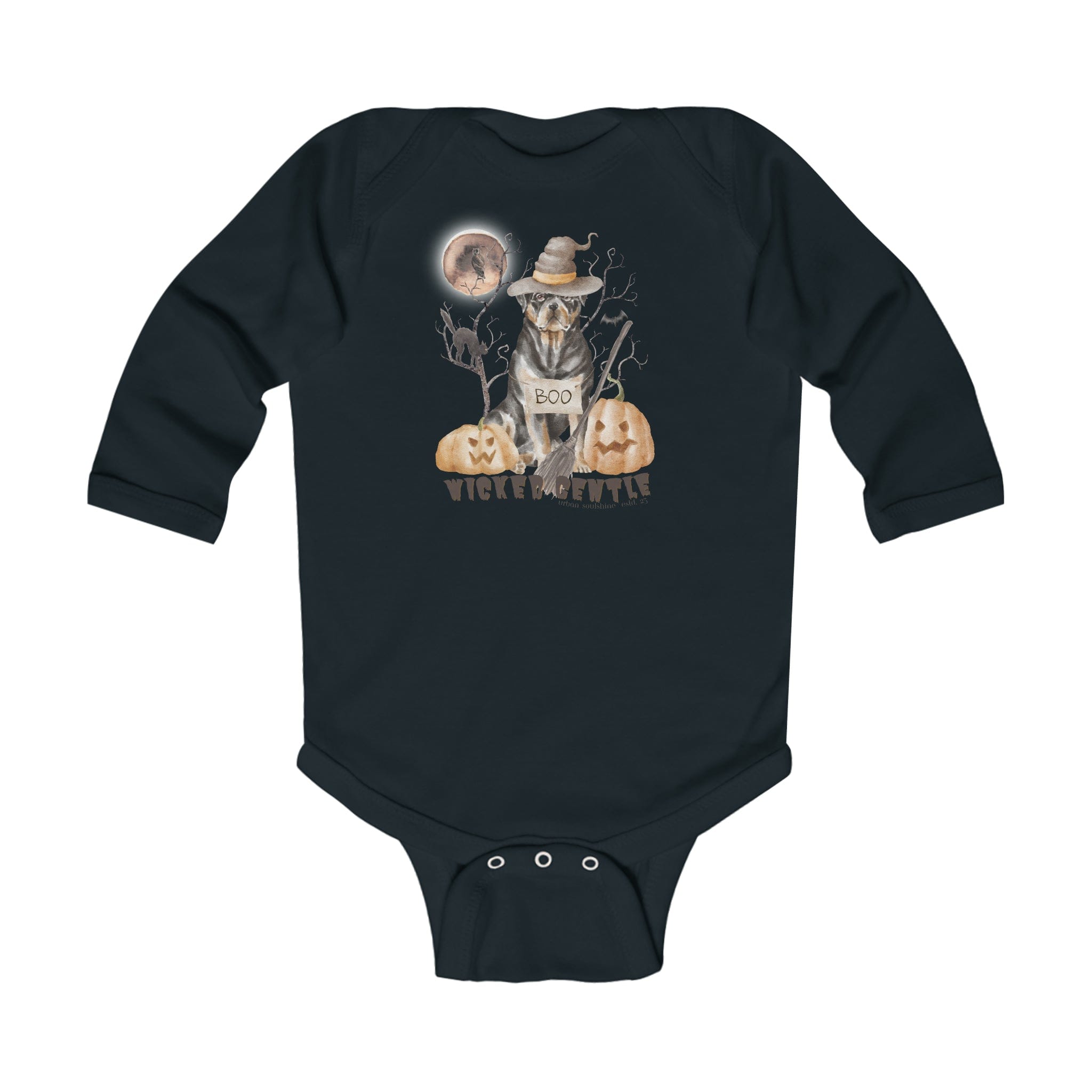 Urban SoulShine & co Kids clothes Black / NB (0-3M) Wicked Gentle Halloween Dog Infant Long Sleeve Onesie