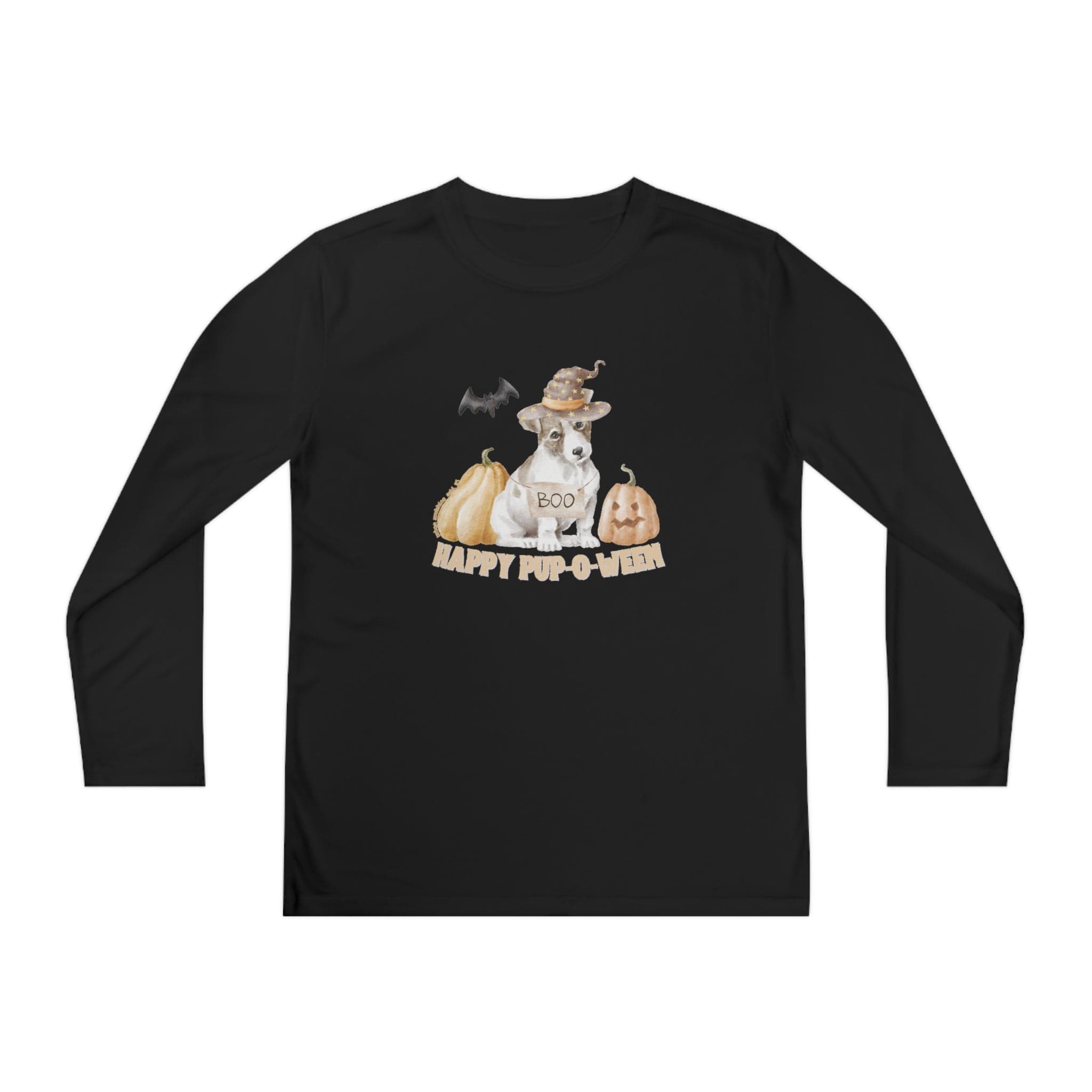 Urban SoulShine & co Kids clothes Black / S Happy Pup-O-Ween Halloween Youth Long Sleeve Moisture Wicking Tee