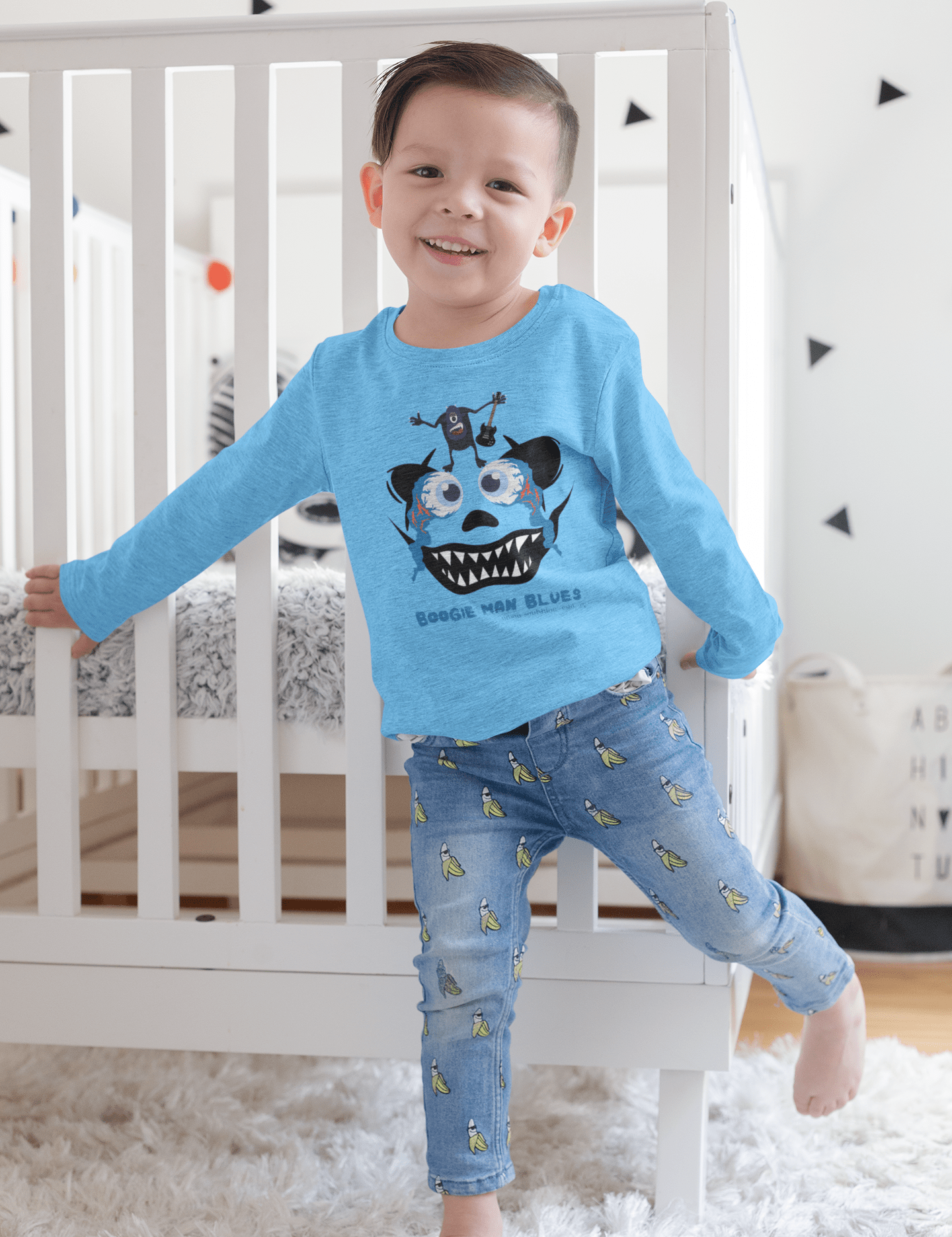 Urban SoulShine & co Kids clothes Boogie Man Blues Toddler Long Sleeve Tee (Unisex Tots)