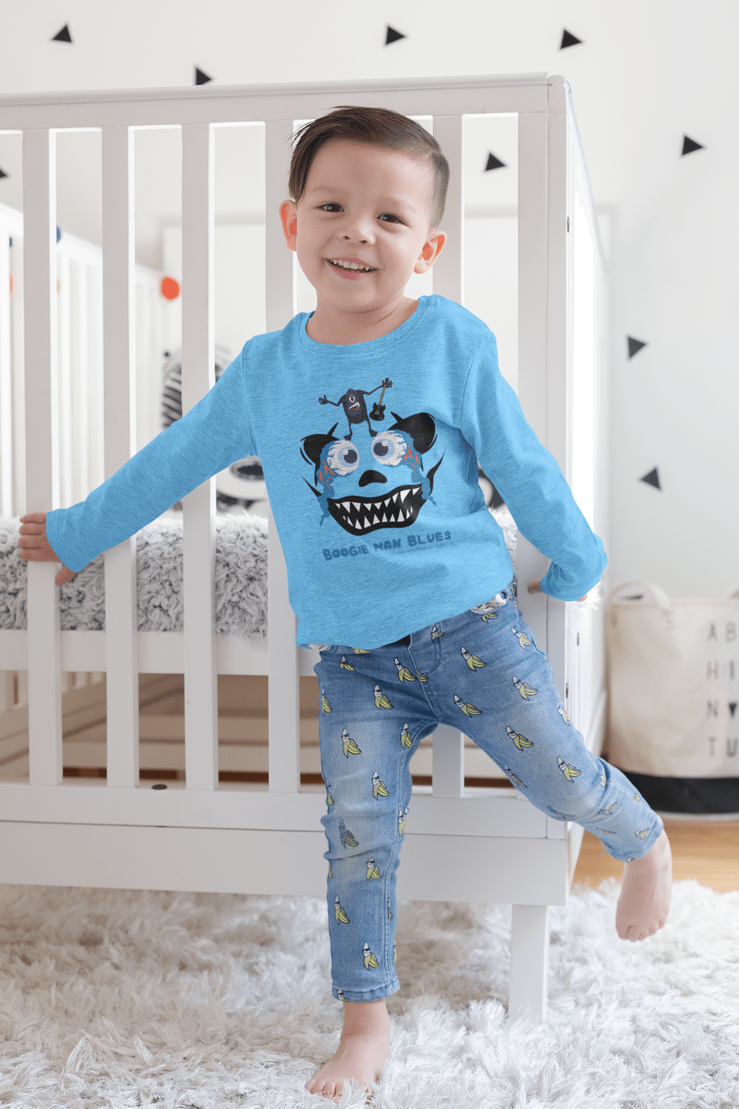 Urban SoulShine & co Kids clothes Boogie Man Blues Toddler Long Sleeve Tee (Unisex Tots)