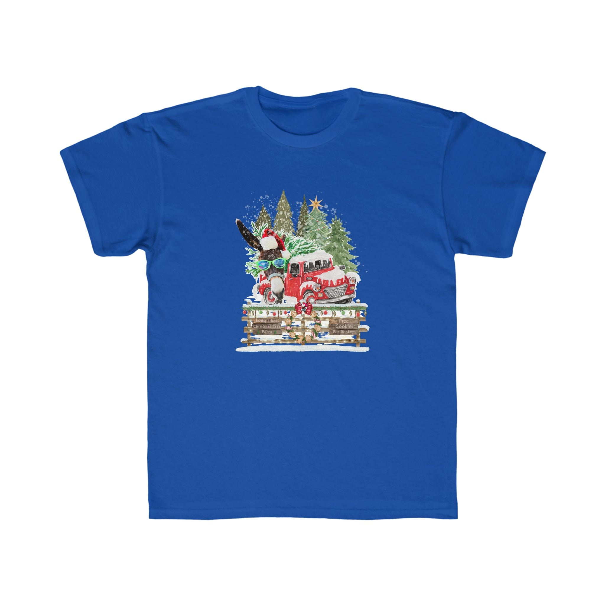 Urban SoulShine & co Kids clothes Cali Blue / XS Long Ears Christmas Tree Farm Donkey Claus Soft Tee (Unisex Youth)