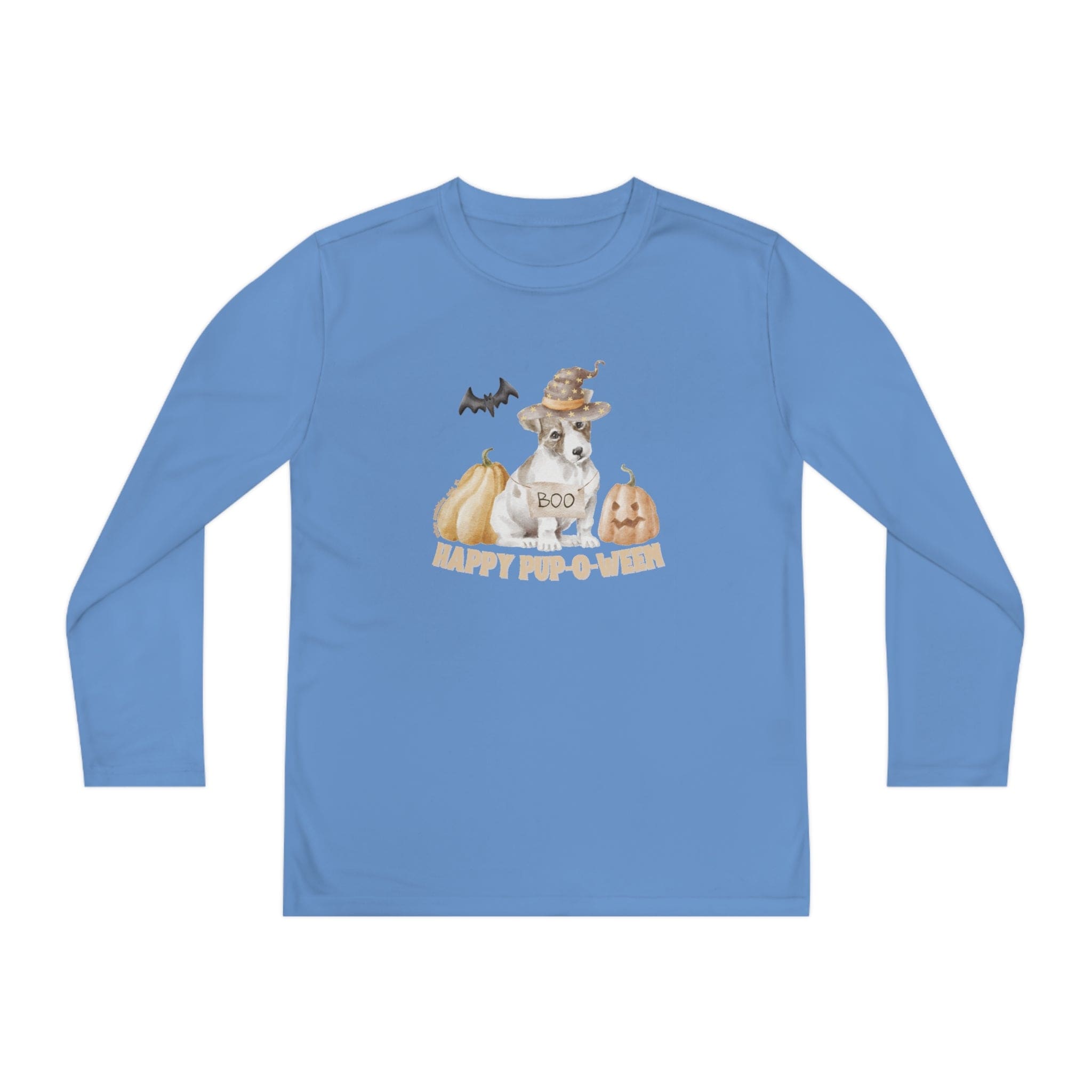 Urban SoulShine & co Kids clothes Carolina Blue / S Happy Pup-O-Ween Halloween Youth Long Sleeve Moisture Wicking Tee