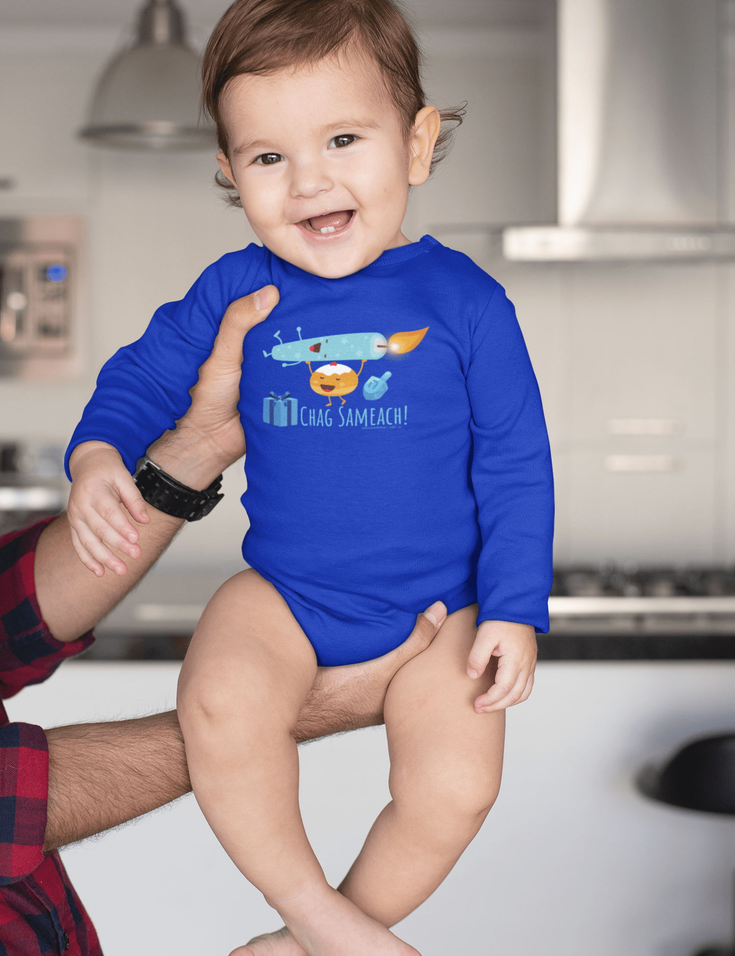 Urban SoulShine & co Kids clothes CHAG SAMEACH! Hanukkah Long Sleeve Onesie (Infant)