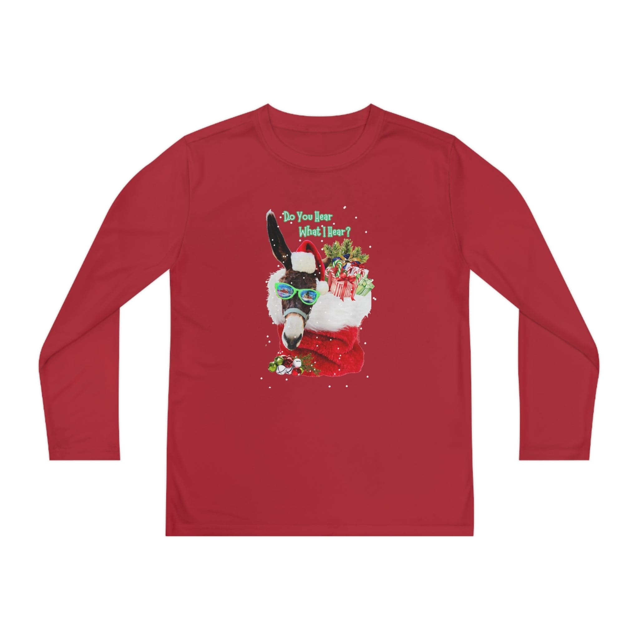 Urban SoulShine & co Kids clothes Do You Hear What I Hear Donkey Claus Long Sleeve Competitor Tee (Youth Unisex)