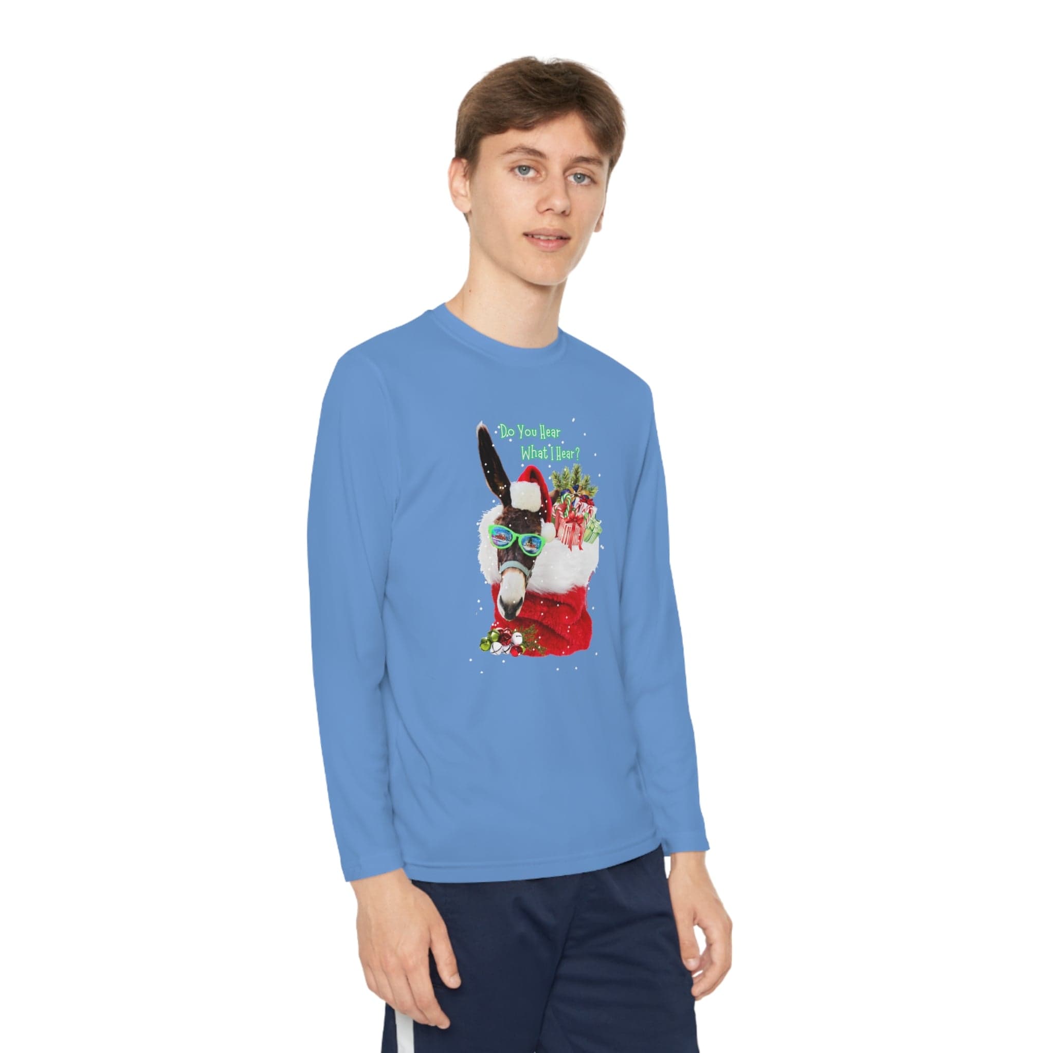 Urban SoulShine & co Kids clothes Do You Hear What I Hear Donkey Claus Long Sleeve Competitor Tee (Youth Unisex)