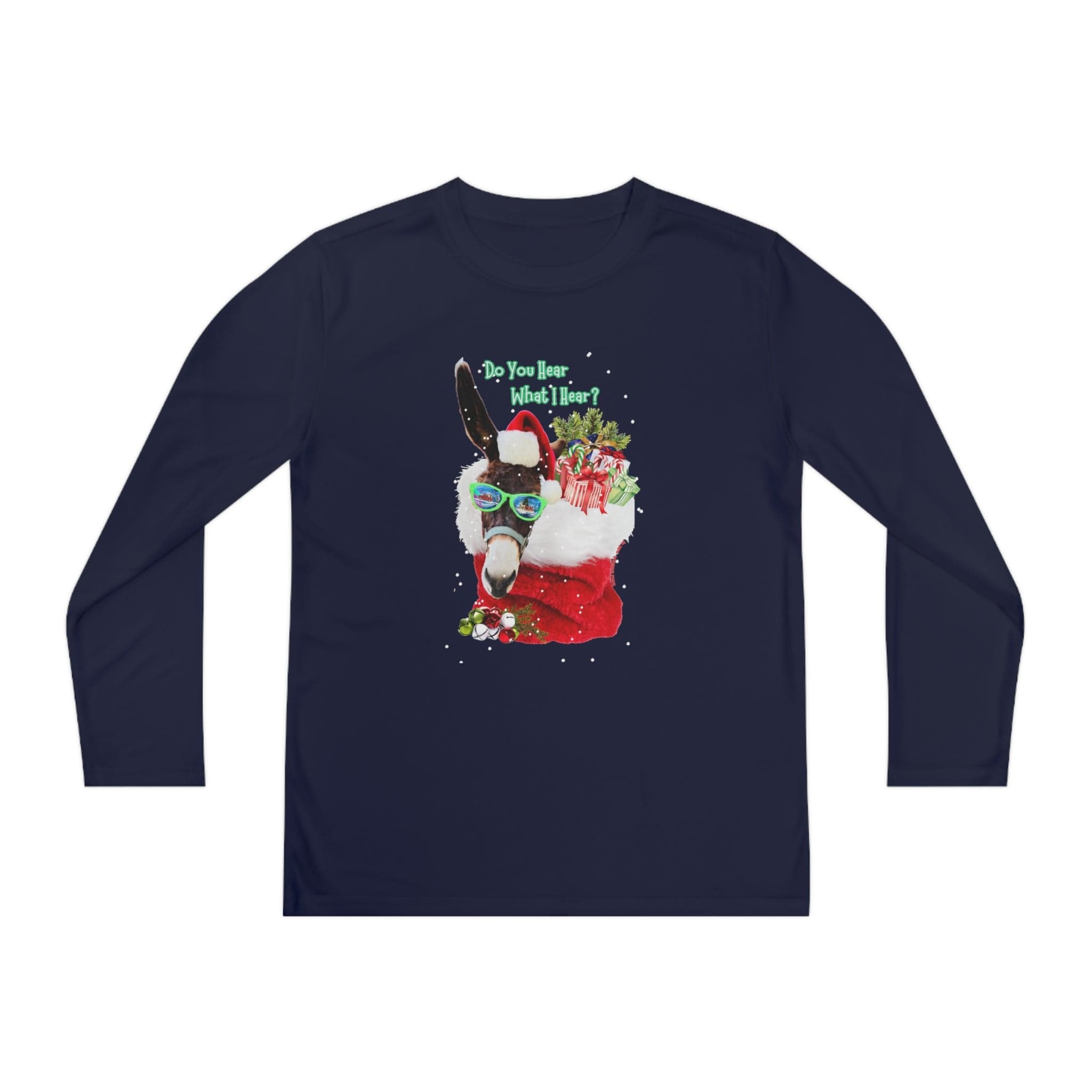 Urban SoulShine & co Kids clothes Do You Hear What I Hear Donkey Claus Long Sleeve Competitor Tee (Youth Unisex)