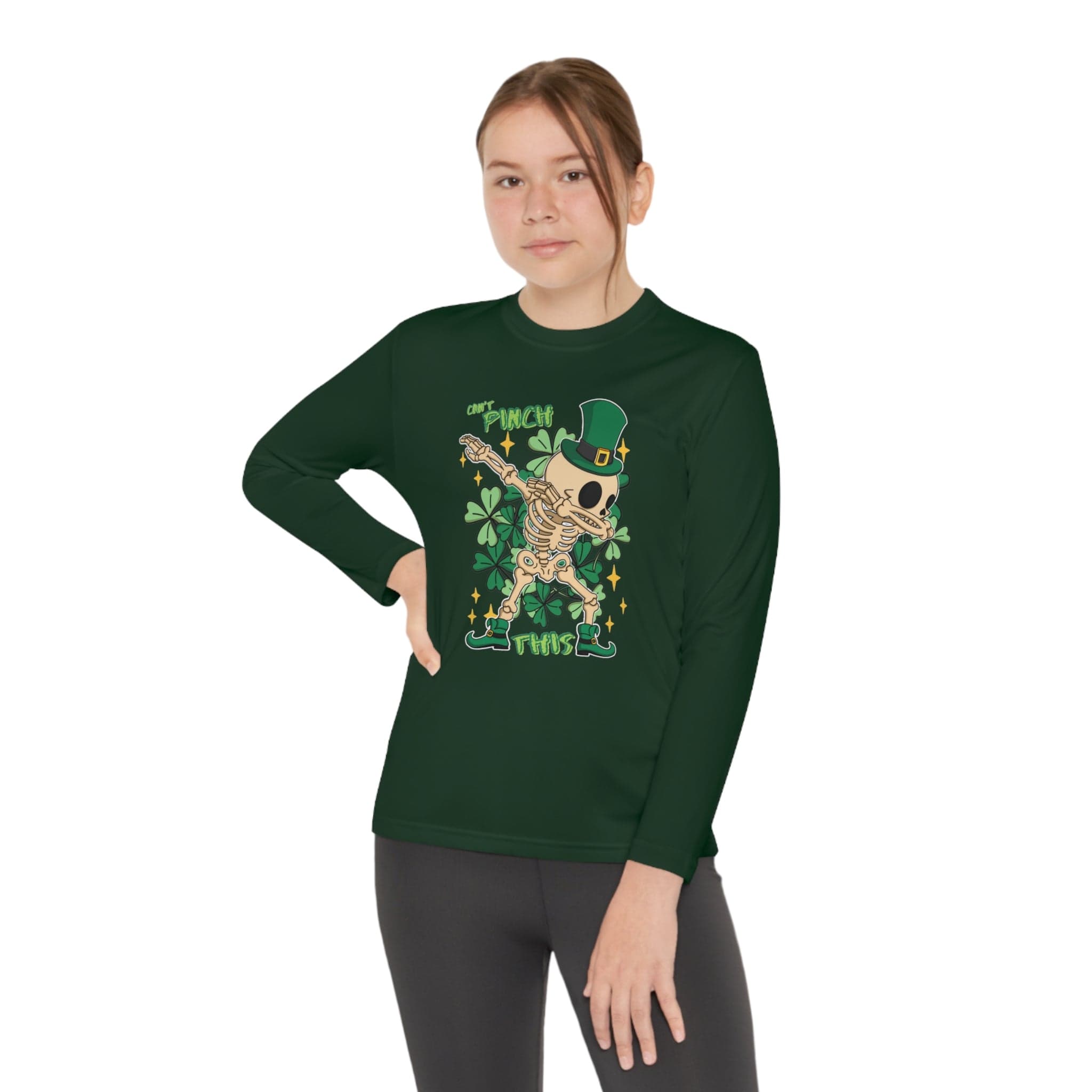 Urban SoulShine & co Kids clothes Forest Green / L Can't Pinch This Irish Skeleton Dance Youth Long Sleeve Competitor Tee