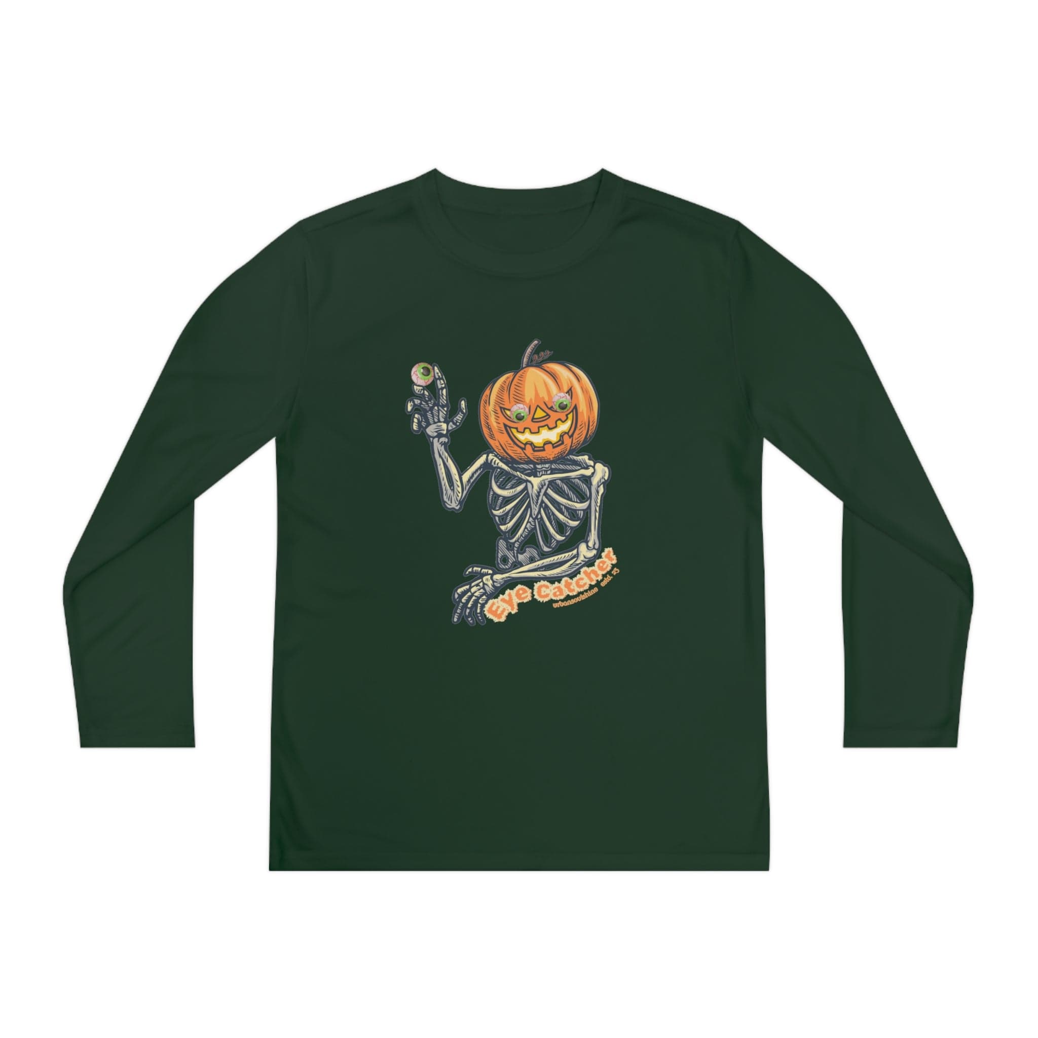 Urban SoulShine & co Kids clothes Forest Green / L Eye Catcher Halloween Youth Long Sleeve Moisture Wicking Tee